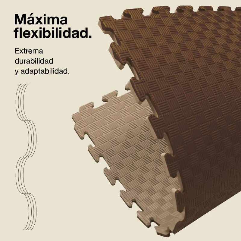 Jowy Tatami Puzzle 2cm 100x100cm, Pack 4 Unidades – Superficie 5 Líneas Marrón/beige - Image 6
