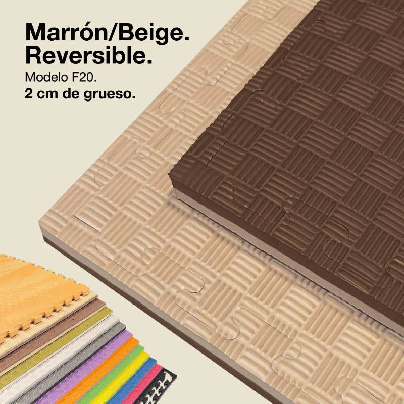 Jowy Tatami Puzzle 2cm 100x100cm – Superficie 5 Líneas Marrón/beige