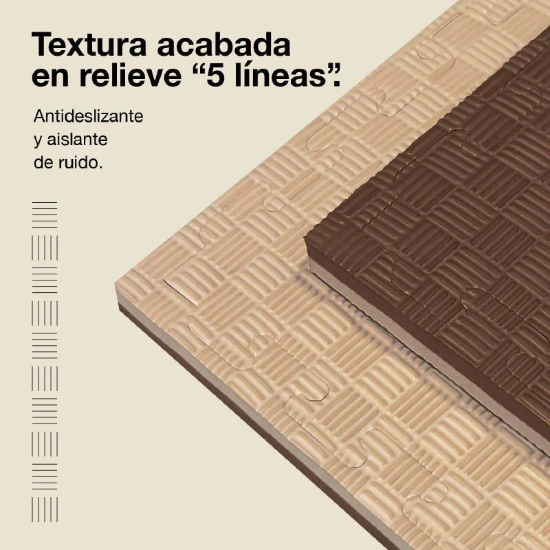 Jowy Tatami Puzzle 2cm 100x100cm – Superficie 5 Líneas Marrón/beige - Image 4