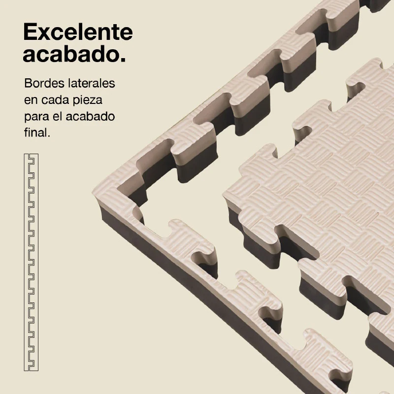 Jowy Tatami Puzzle 4cm 100x100cm, Pack 4 Unidades – Superficie 5 Líneas Marrón/beige - Image 3