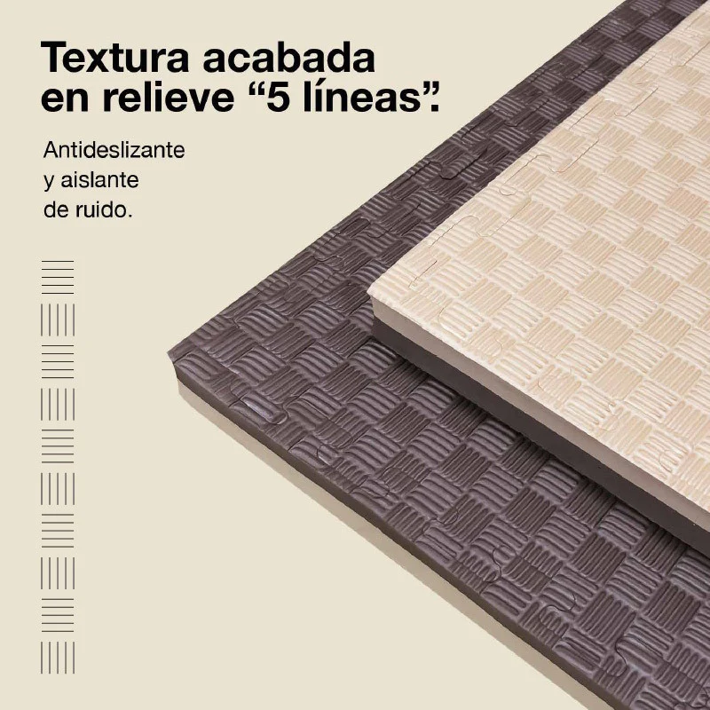 Jowy Tatami Puzzle 4cm 100x100cm, Pack 4 Unidades – Superficie 5 Líneas Marrón/beige - Image 4