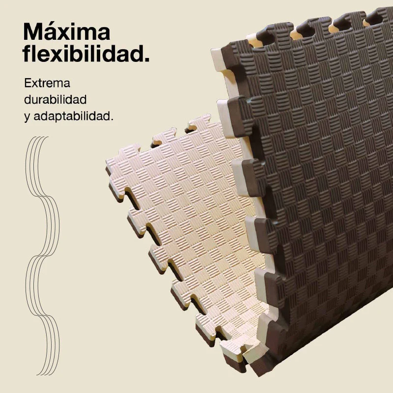 Jowy Tatami Puzzle 4cm 100x100cm, Pack 4 Unidades – Superficie 5 Líneas Marrón/beige - Image 6