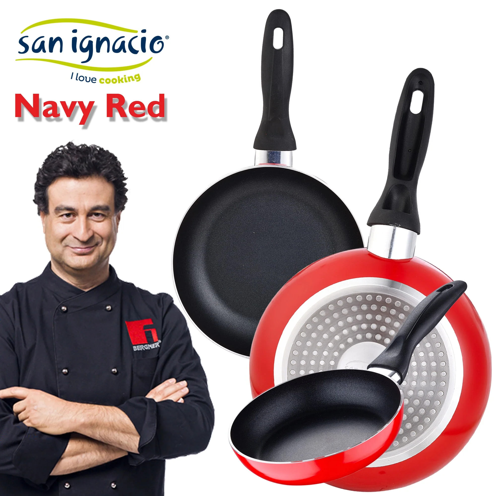 Juego De 3 Sartenes 16/20/24 Cm San Ignacio Colección Navy Red - Image 2