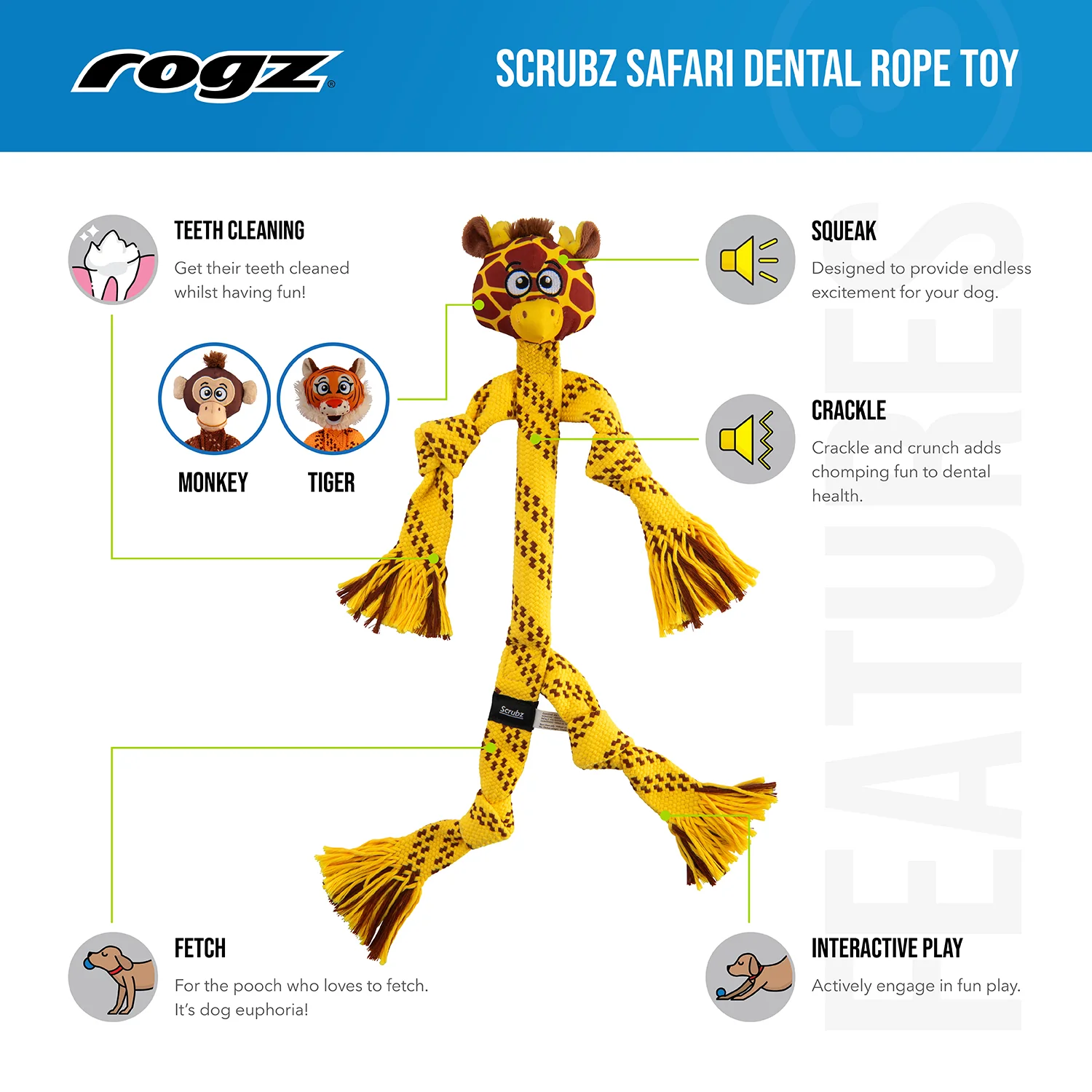 Juguete Cuerda Para Perro Safari Tigre 44cm - Image 3