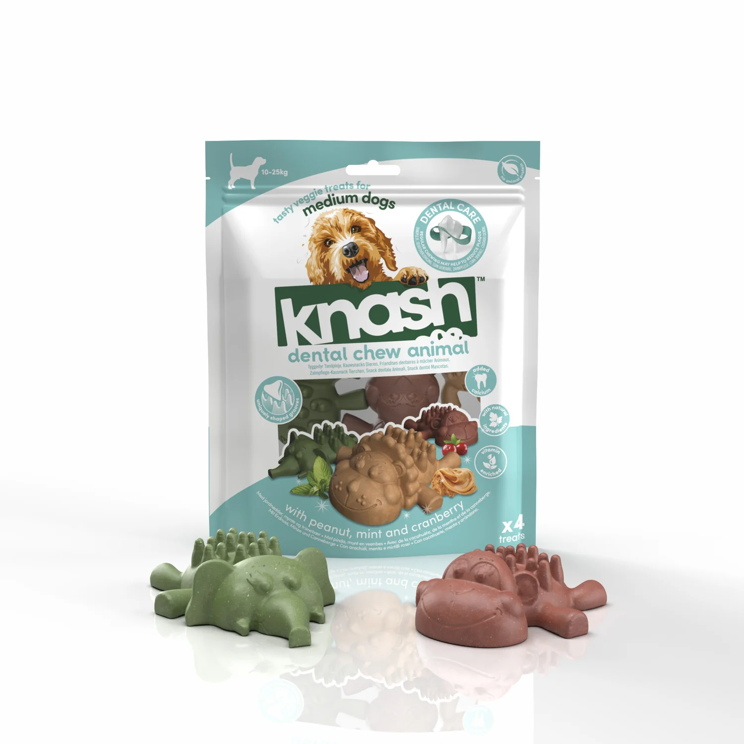 Knash Snack Dental Animales Para Perro M 2 Boslas X 4 Uds