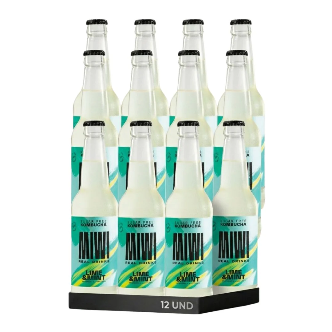 Kombucha Lime & Mint 0% Azucar Miwi 12 Botellas 33cl