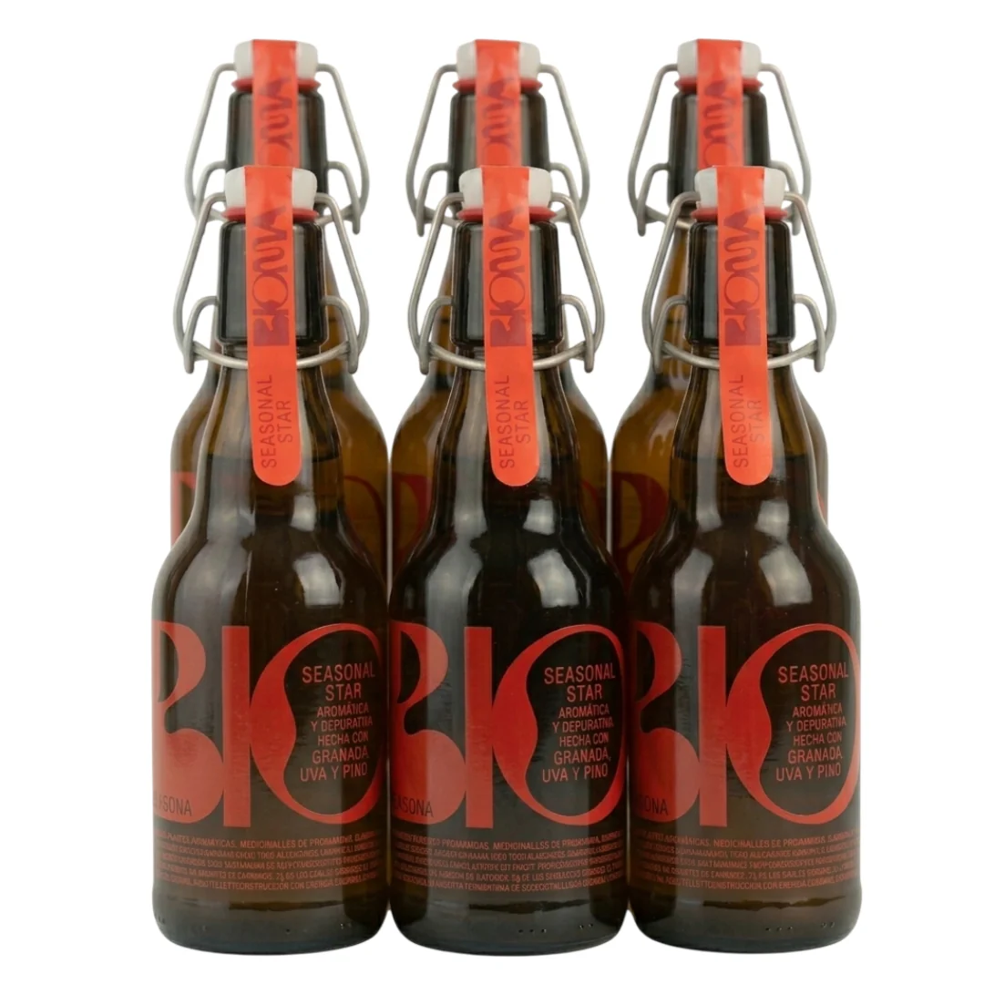 Kombucha Seasonal Star: Granada, Uva Y Pino Pack 6 Botellas 330ml