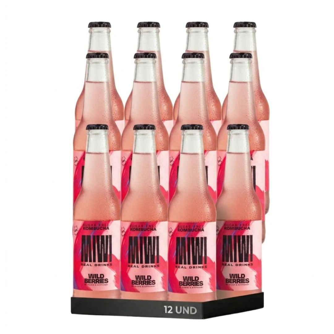 Kombucha Wild Berries 0% Azucar Miwi 12 Botellas 33cl