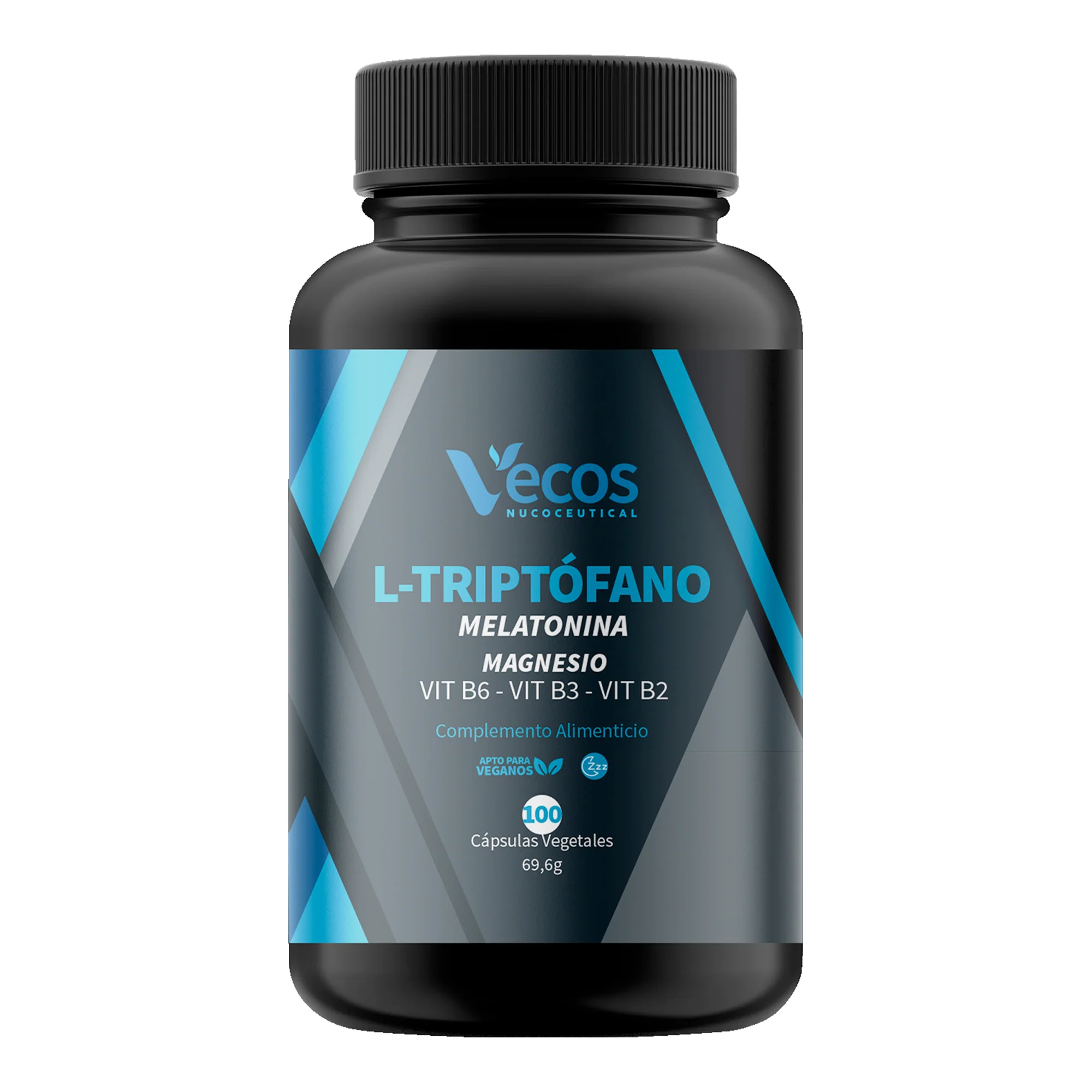 L-triptófano + Melatonina Vecos 100 Cápsulas | Conciliar El Sueño Y Descanso | Con Magnesio Y Vitamina B6