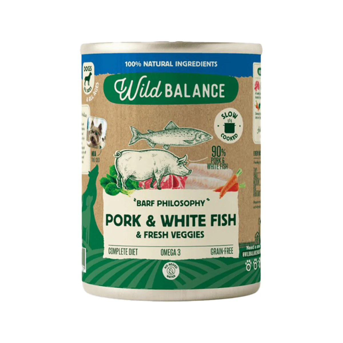 Lata Filosofía BARF de MERLUZA Wild Balance 400 g