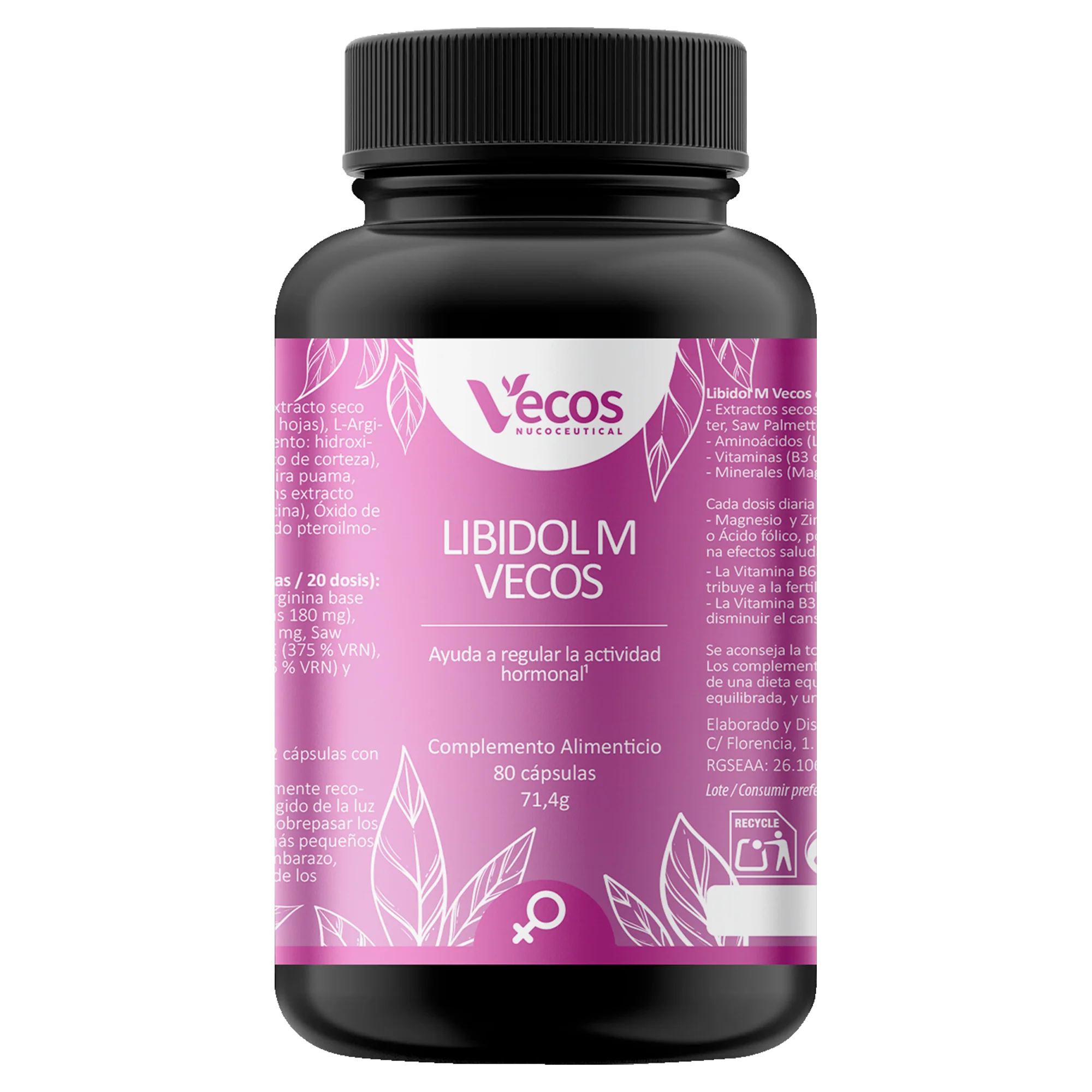 Libidol M Vecos 80 Cápsulas | Vitalidad Femenina, Equilibrio Hormonal Y Fertilidad | Zinc, Maca, Vit B6 Y L-arginina