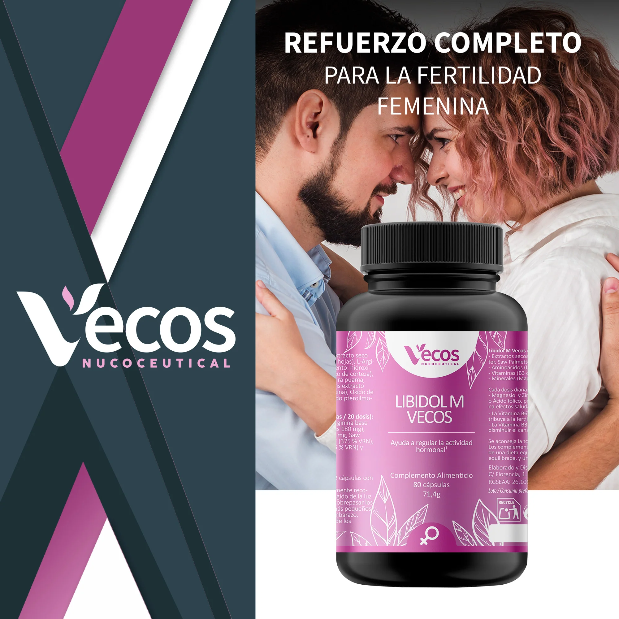 Libidol M Vecos 80 Cápsulas | Vitalidad Femenina, Equilibrio Hormonal Y Fertilidad | Zinc, Maca, Vit B6 Y L-arginina - Image 2