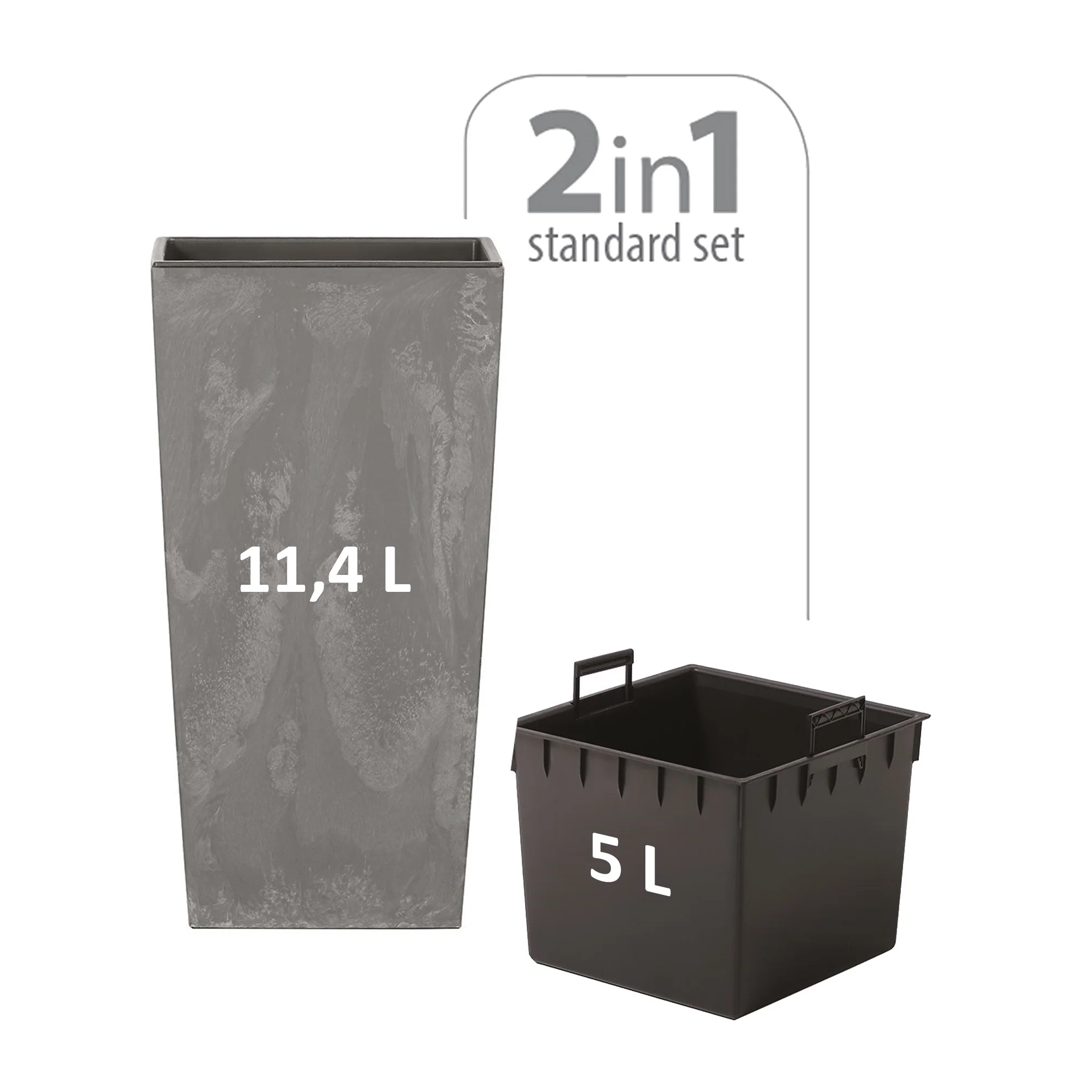 Maceta Alta 11,4 L Prosperplast Urbi Square Effect De Plástico Con Depósito En Color Gris Claro, 37,5 (alto) X 19,5 (ancho) X 19,5 (profundo) Cms - Image 2