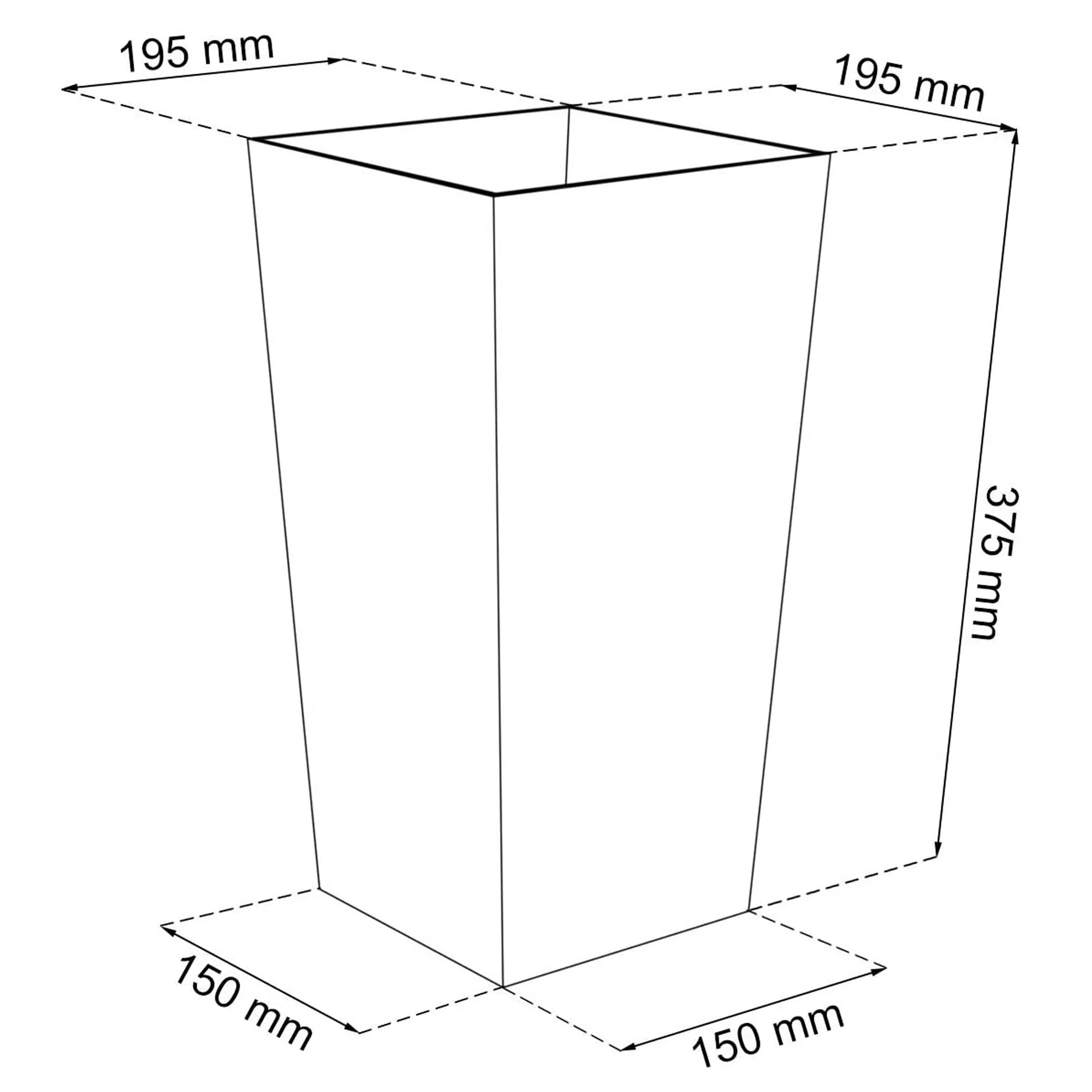 Maceta Alta 11,4 L Prosperplast Urbi Square Effect De Plástico Con Depósito En Color Gris Claro, 37,5 (alto) X 19,5 (ancho) X 19,5 (profundo) Cms - Image 3
