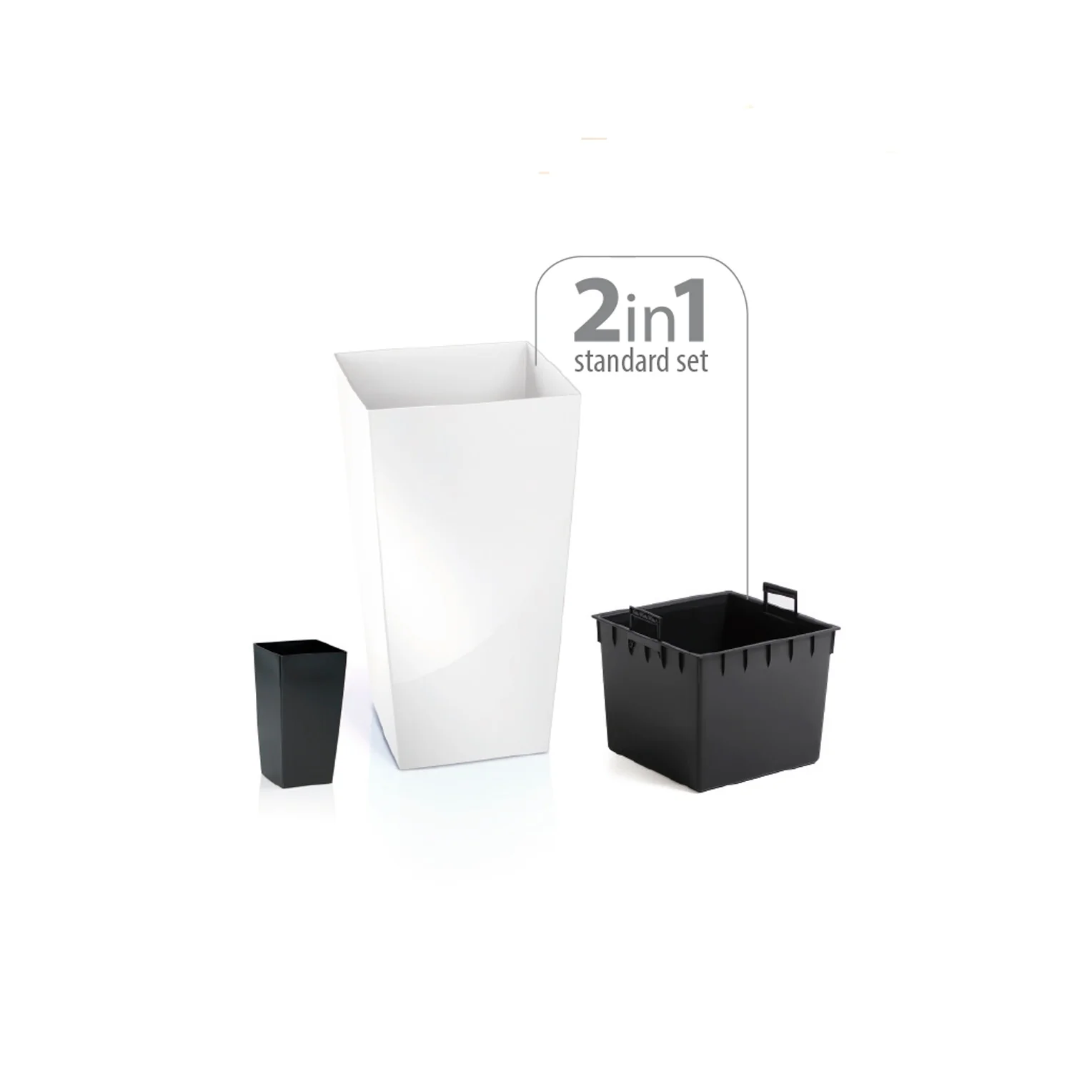 Maceta Alta 35 L Prosperplast Urbi Square De Plástico Con Depósito En Color Blanco, 55 (alto) X 29,5 (ancho) X 29,5 (profundo) Cms - Image 2