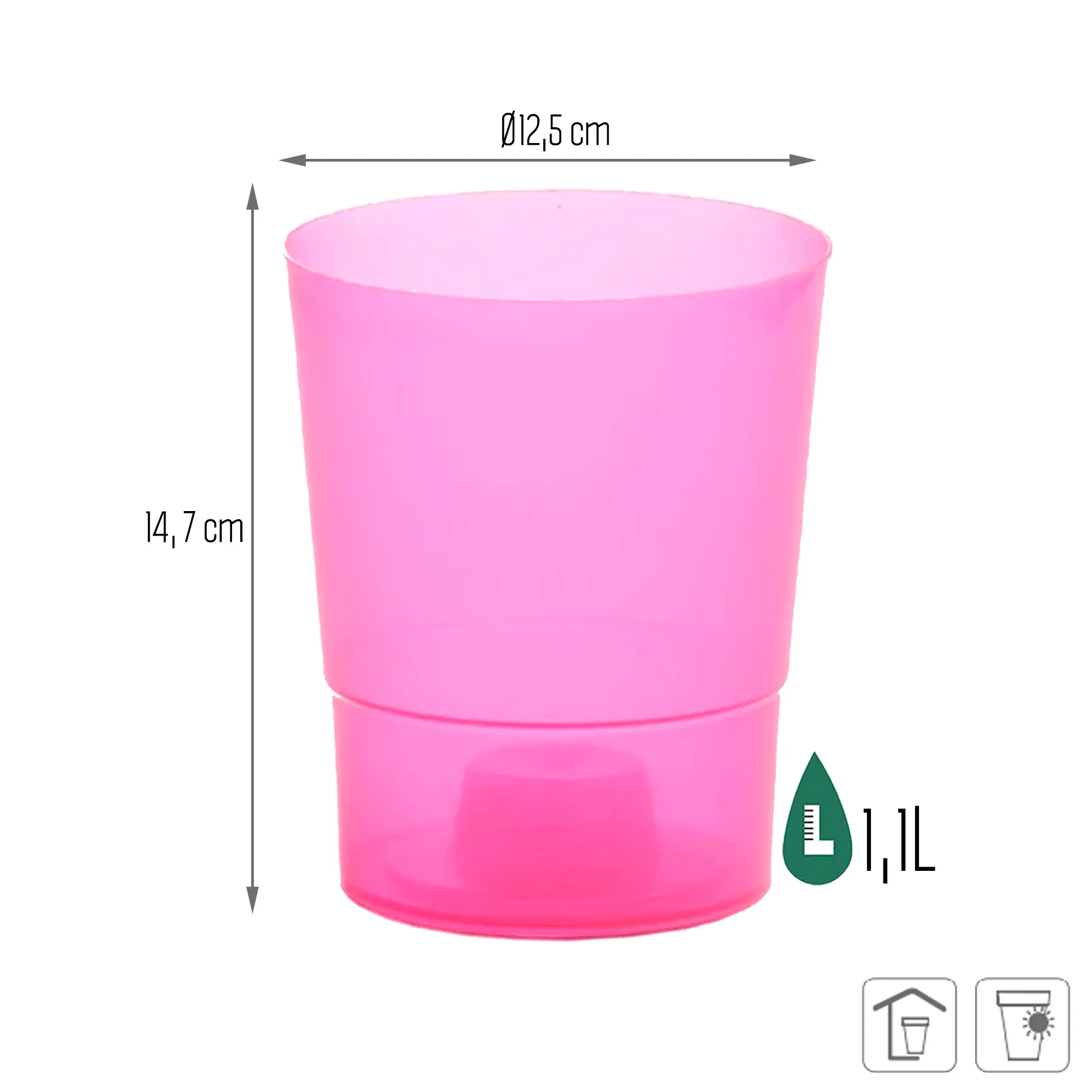 Maceta Coubi Orchid 1,1l., Dimensiones (mm) 125x125x147, Color Rosa Transparente - Image 3