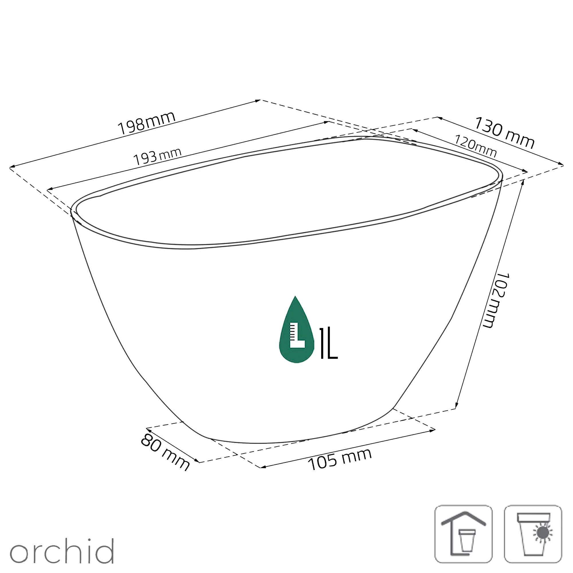 Maceta Coubi Orchid 1l., Dimensiones (mm) 198x130x102, Color Transparente - Image 3