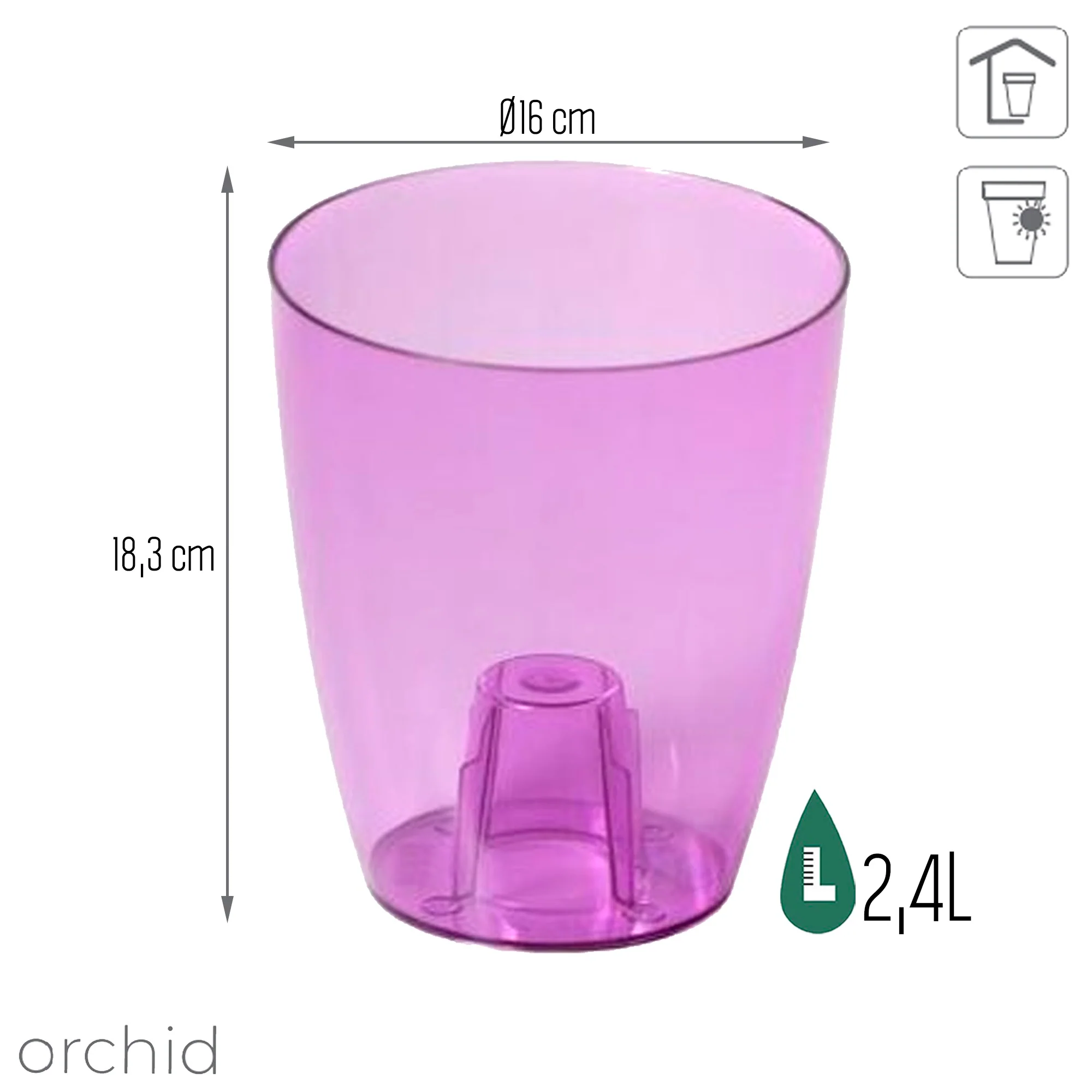 Maceta Coubi Orchid 2,4l., Dimensiones (mm) 160x160x183 - Image 3