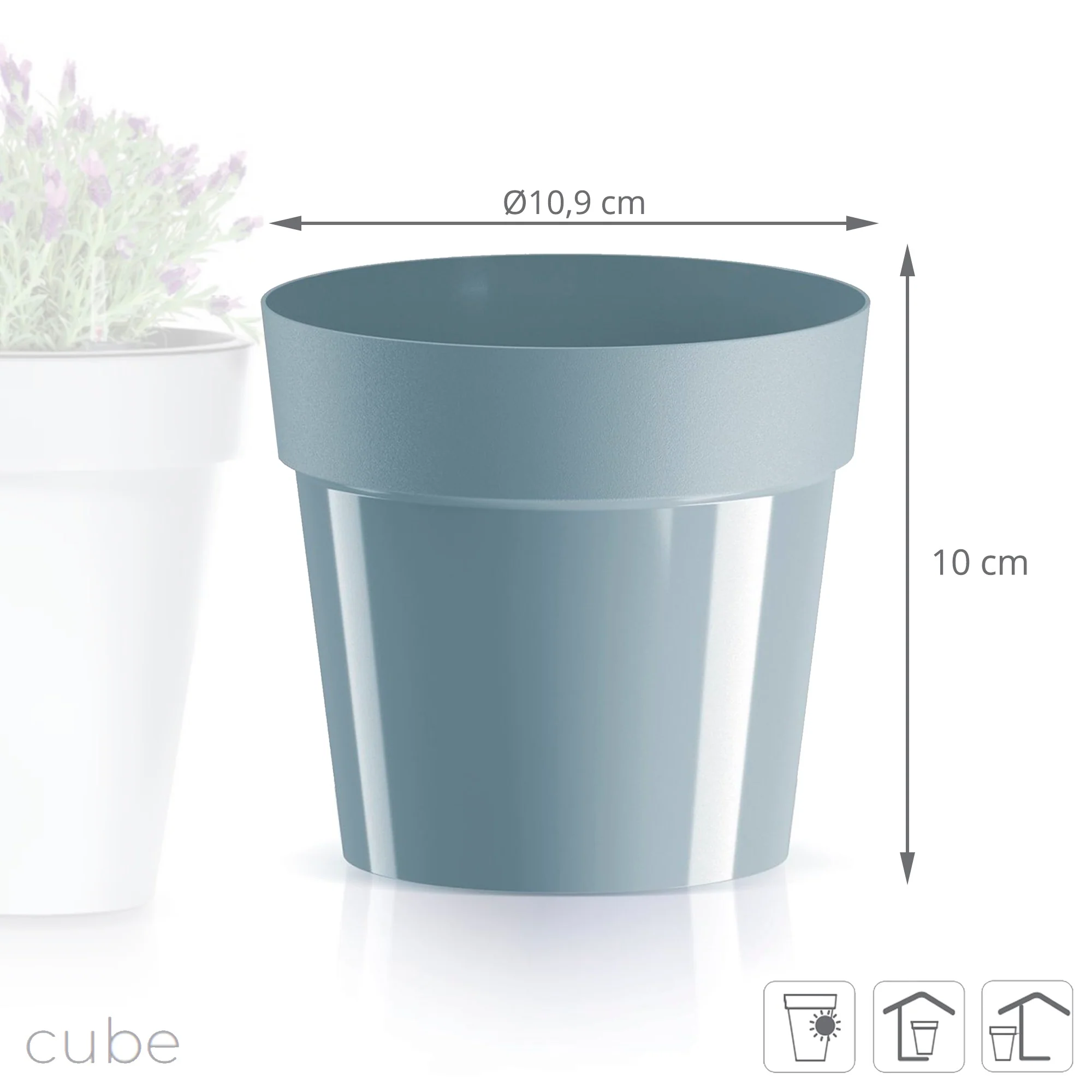 Maceta Cube Basic , Dimensiones (mm) 109x109x100, Color Gris Claro - Image 3