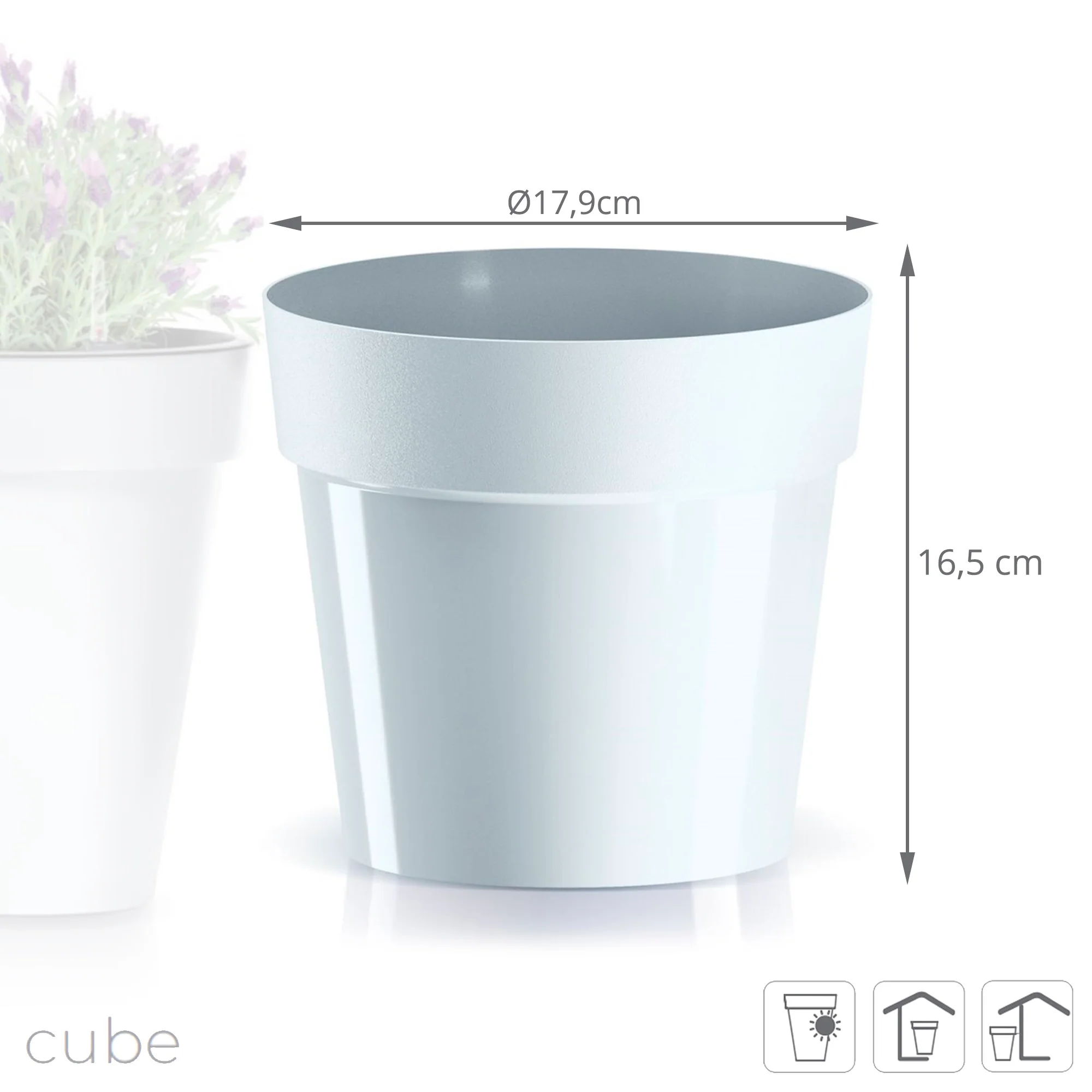 Maceta Cube Basic , Dimensiones (mm) 179x179x165, Color Blanco - Image 3