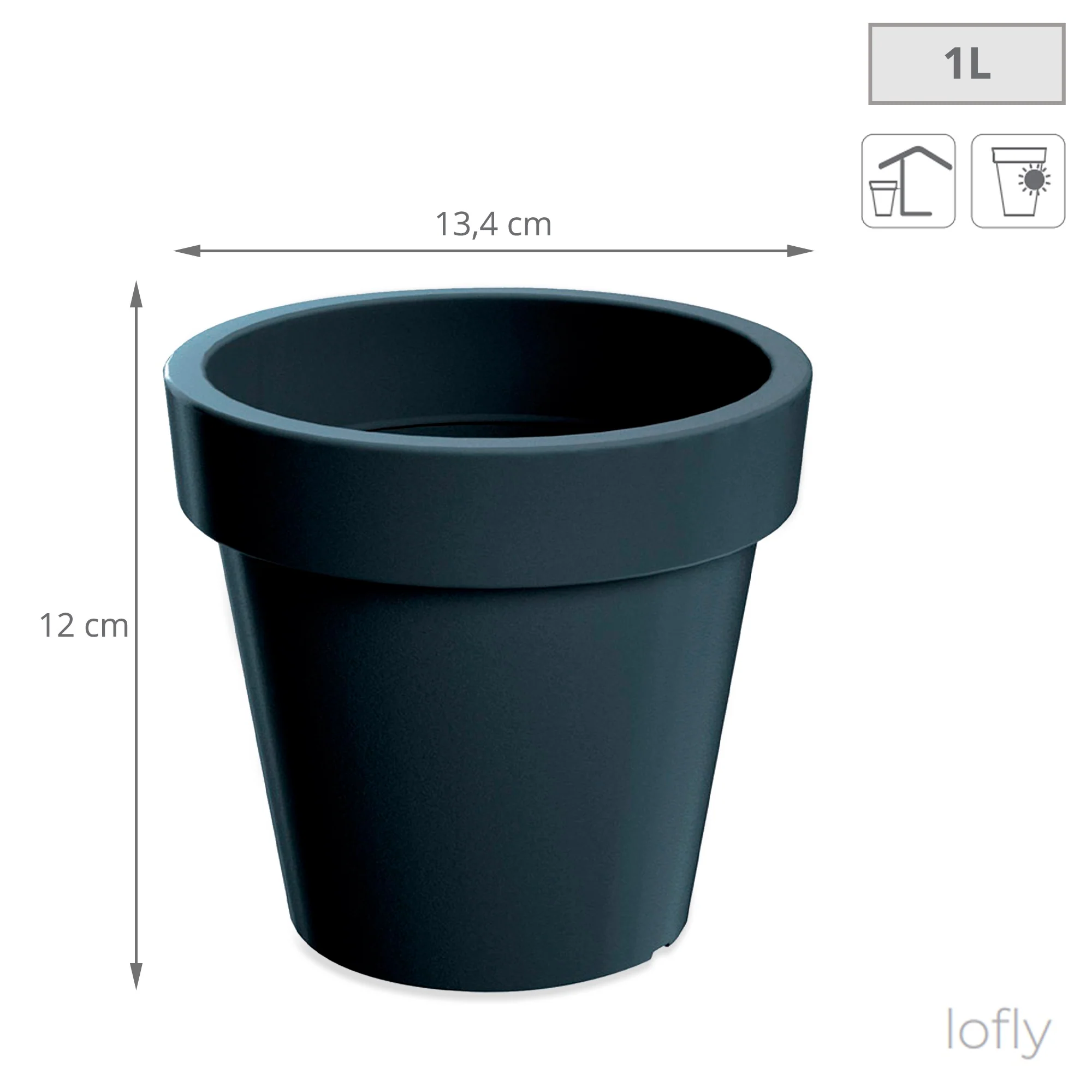 Maceta De Plastico Lofly En Color Antracita 13,4 (largo) X 13,4 (ancho) X 12 (alto) Cm - Image 2
