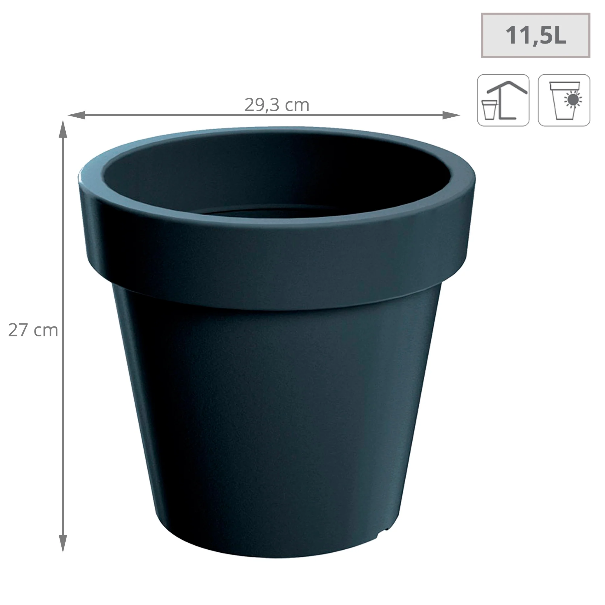 Maceta De Plastico Lofly En Color Antracita 29,3 (largo) X 29,3 (ancho) X 27,1 (alto) Cm - Image 2