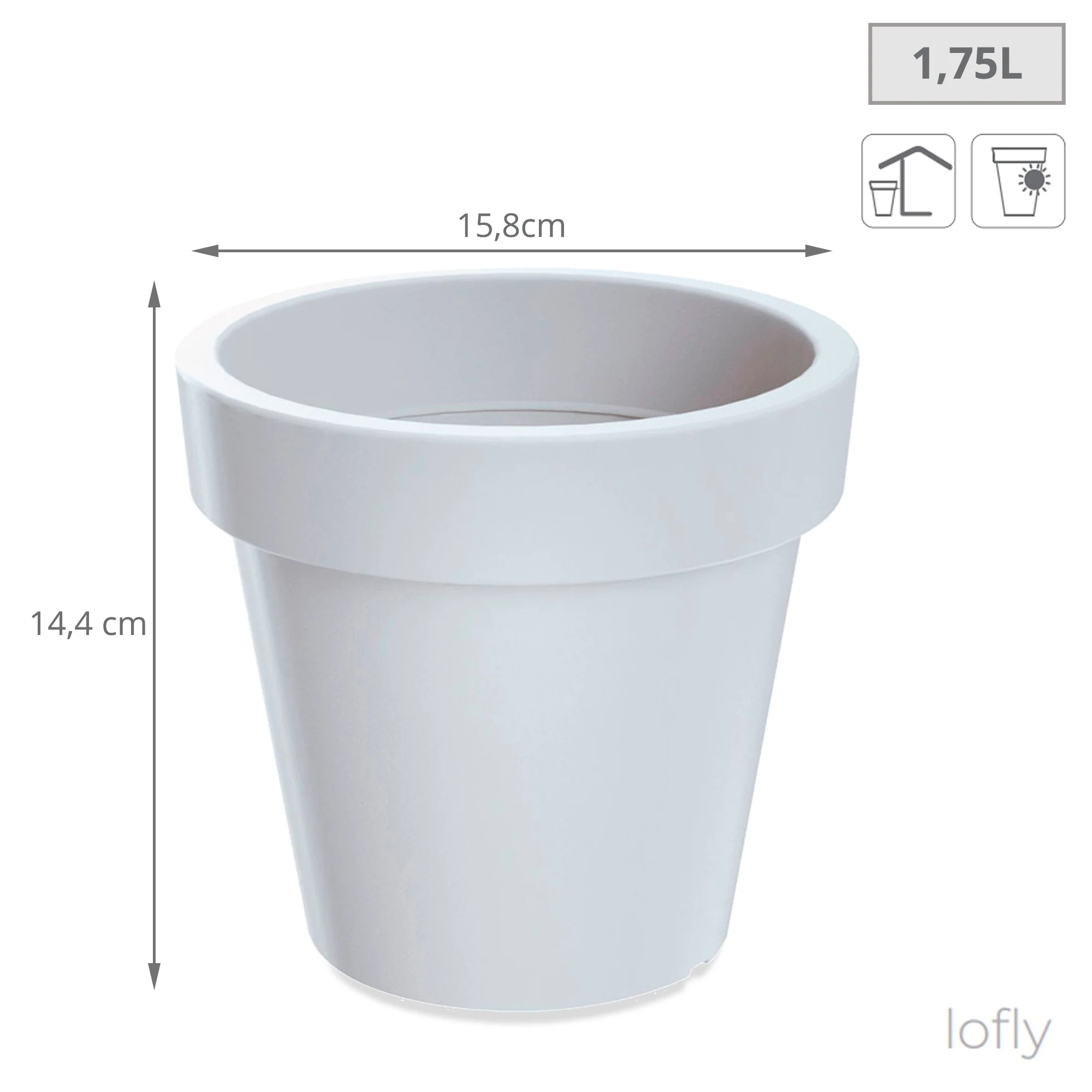 Maceta De Plastico Lofly En Color Blanco 15,8 (largo) X 15,8 (ancho) X 14,4 (alto) Cm - Image 2
