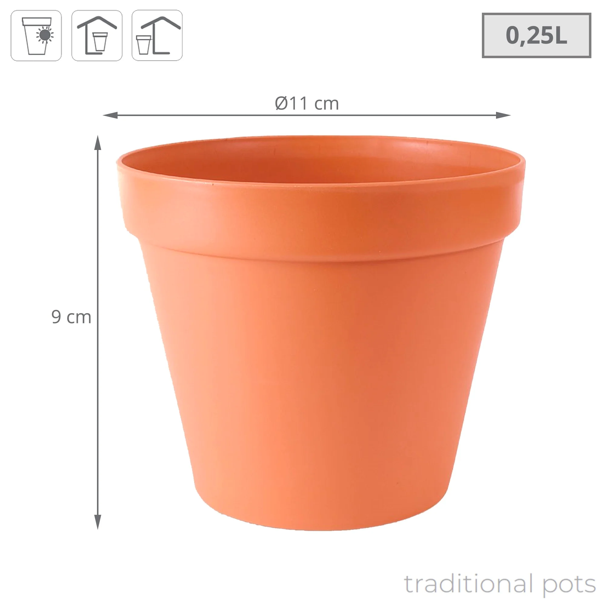 Maceta Glinka 0,25l., Dimensiones (mm) 110x110x90, Color Terracota - Image 3