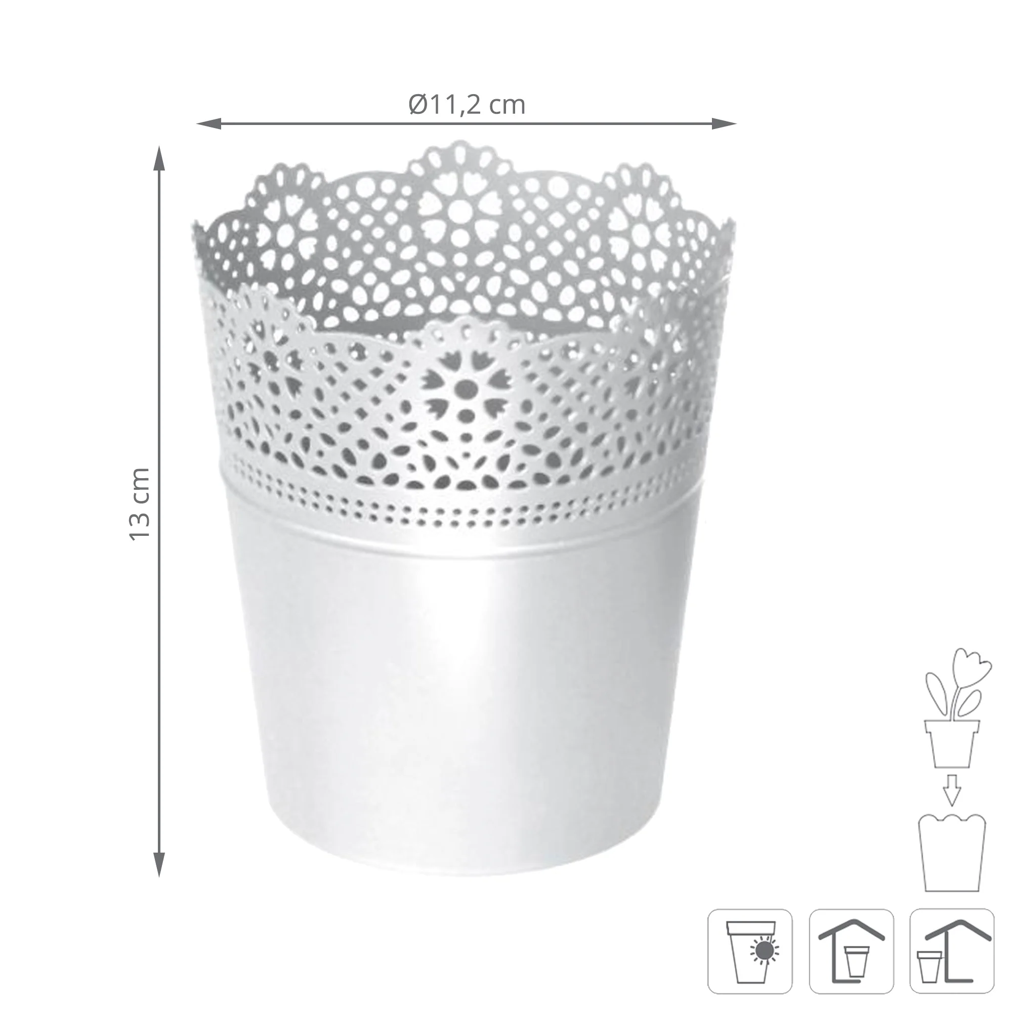 Maceta Lace , Dimensiones (mm) 112x112x130, Color Blanco - Image 3