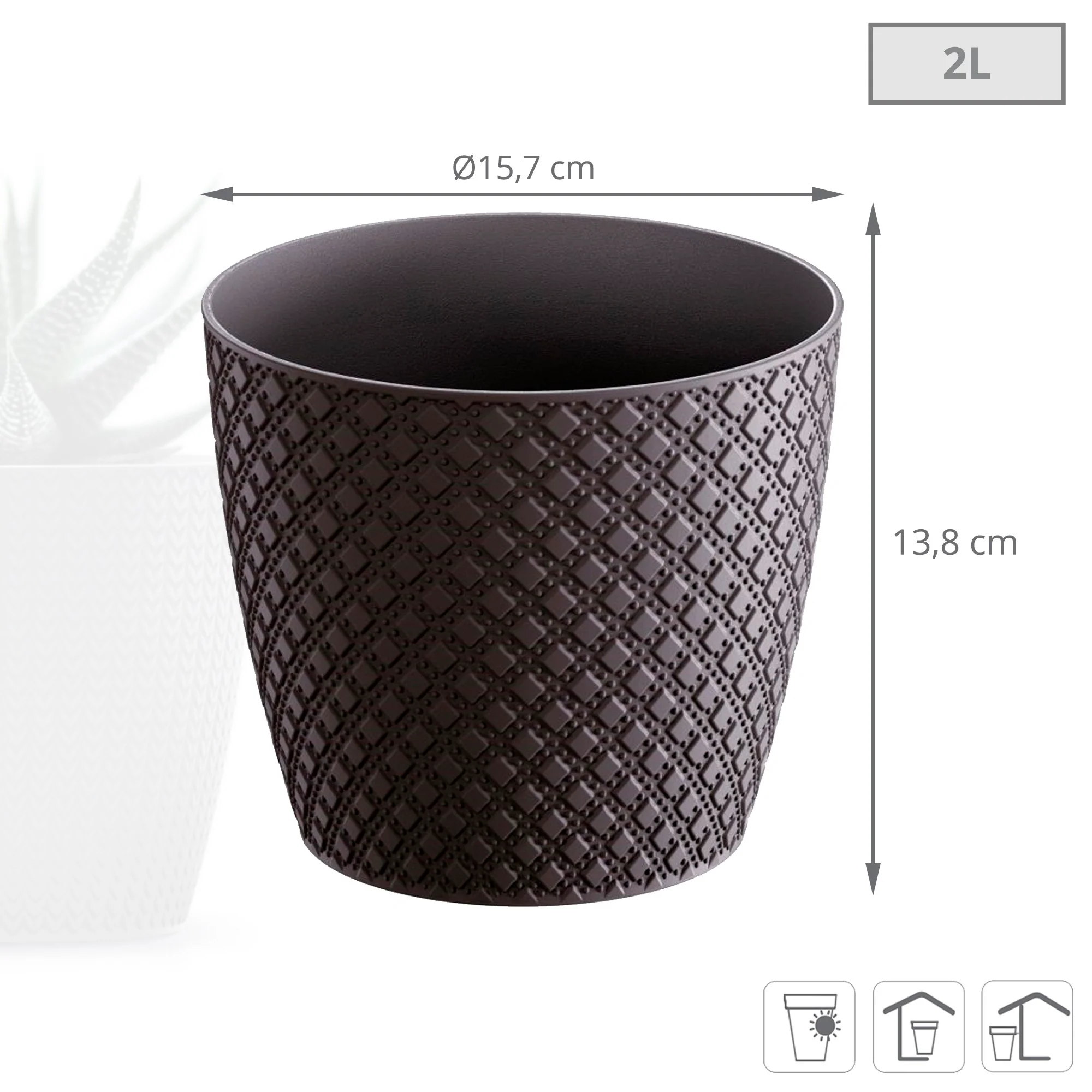 Maceta Orient 2l., Dimensiones (mm) 157x157x138, Color Antracita - Image 3
