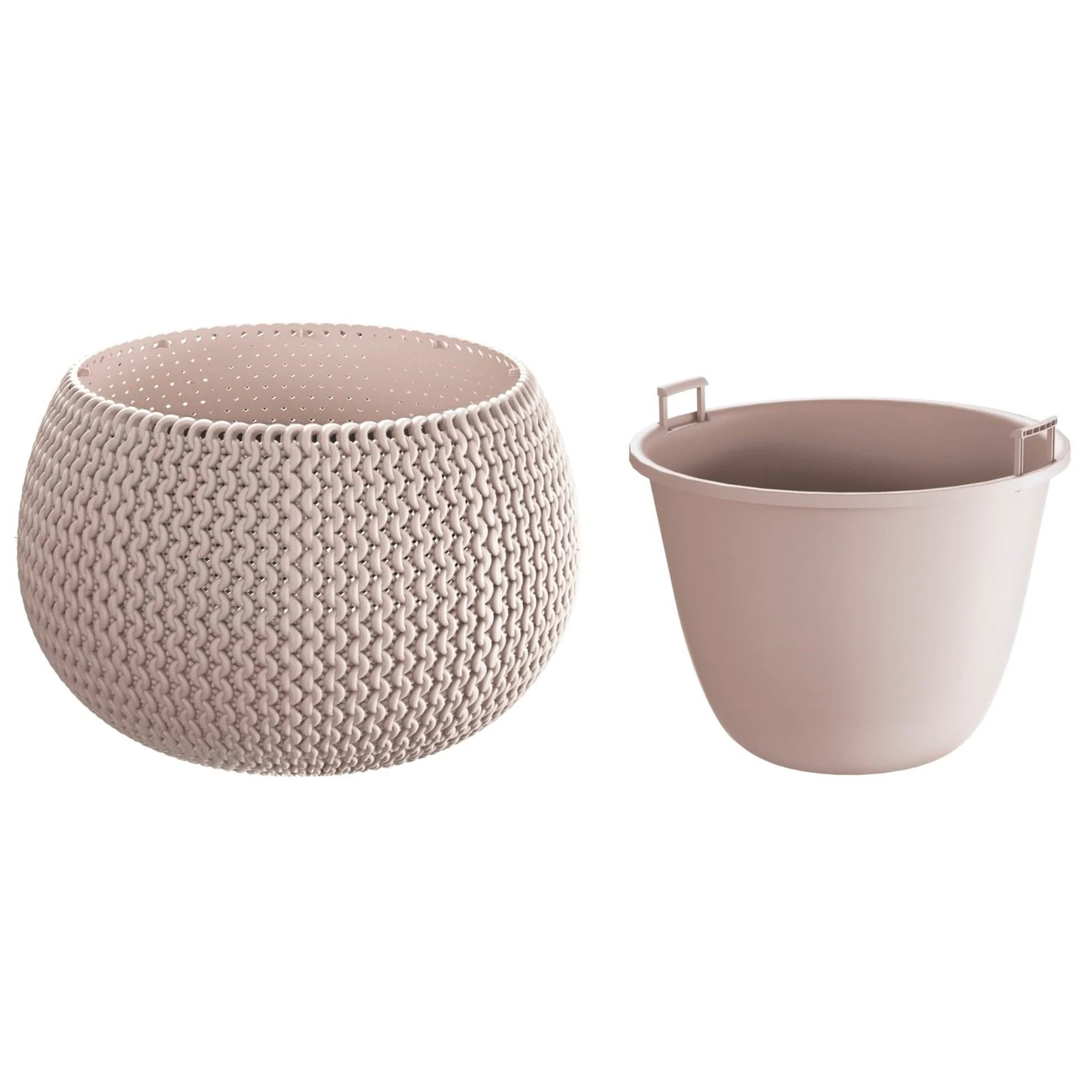 Maceta Redonda Con Deposito Splofy Bowl De Plastico En Color Mocca 29 (largo) X 29 (ancho) X 19 (altura) Cm