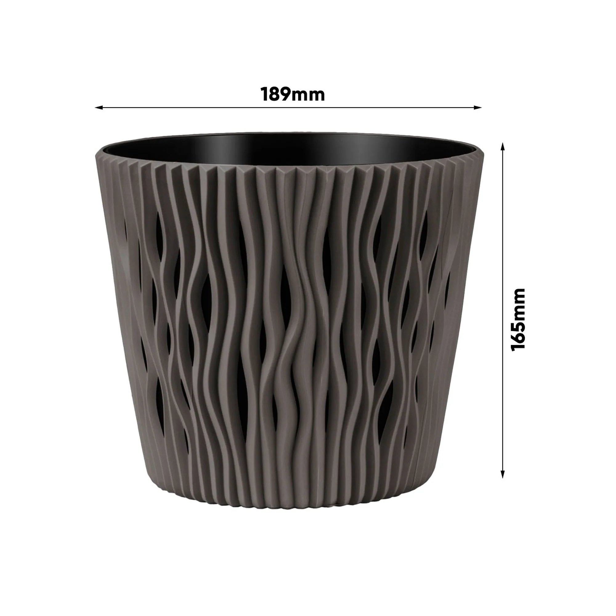 Maceta Redonda De Plastico Sandy Round En Color Antracita 18,9 (largo) X 18,9 (ancho) X 16,5 (alto) Cm - Image 2