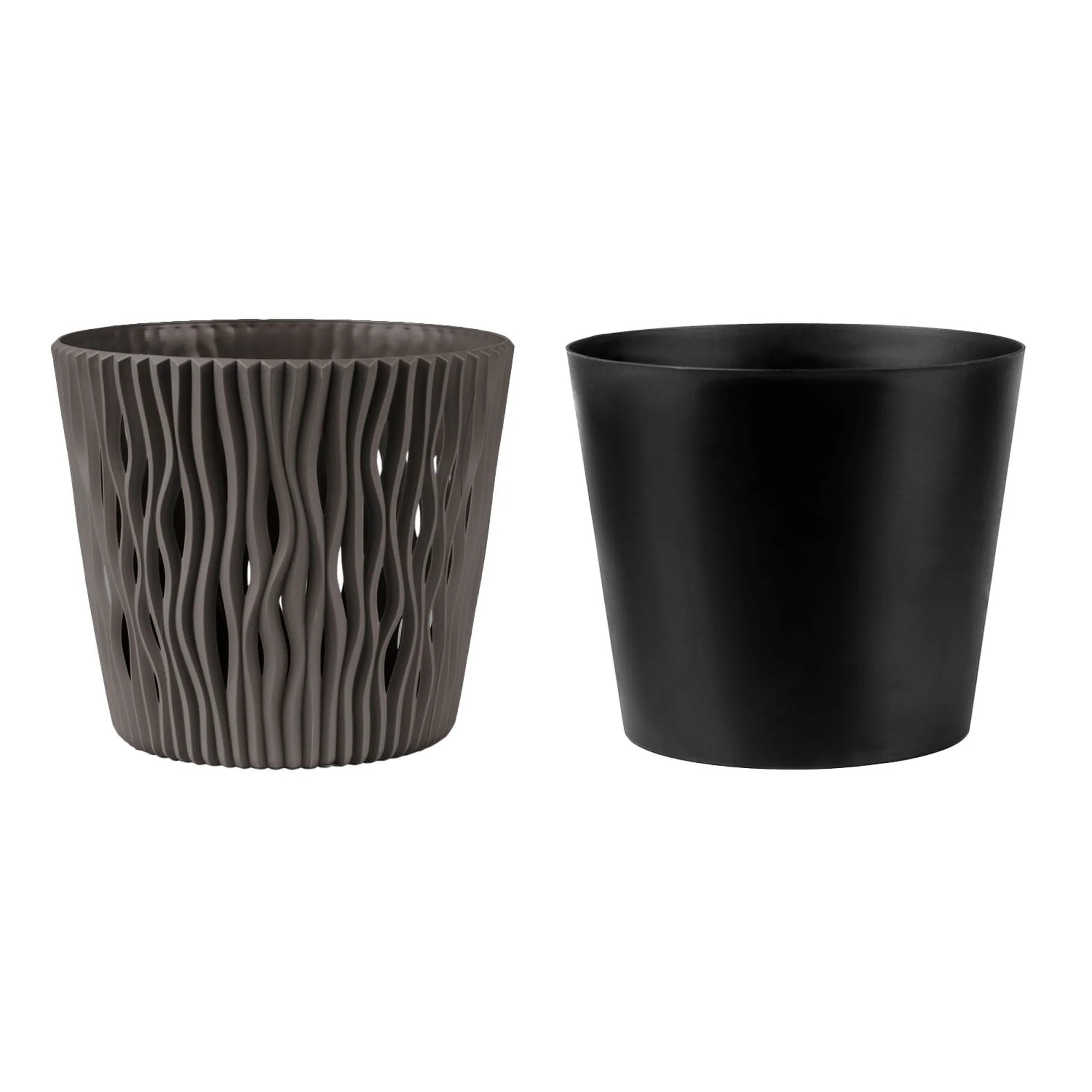 Maceta Redonda De Plastico Sandy Round En Color Antracita 18,9 (largo) X 18,9 (ancho) X 16,5 (alto) Cm - Image 3