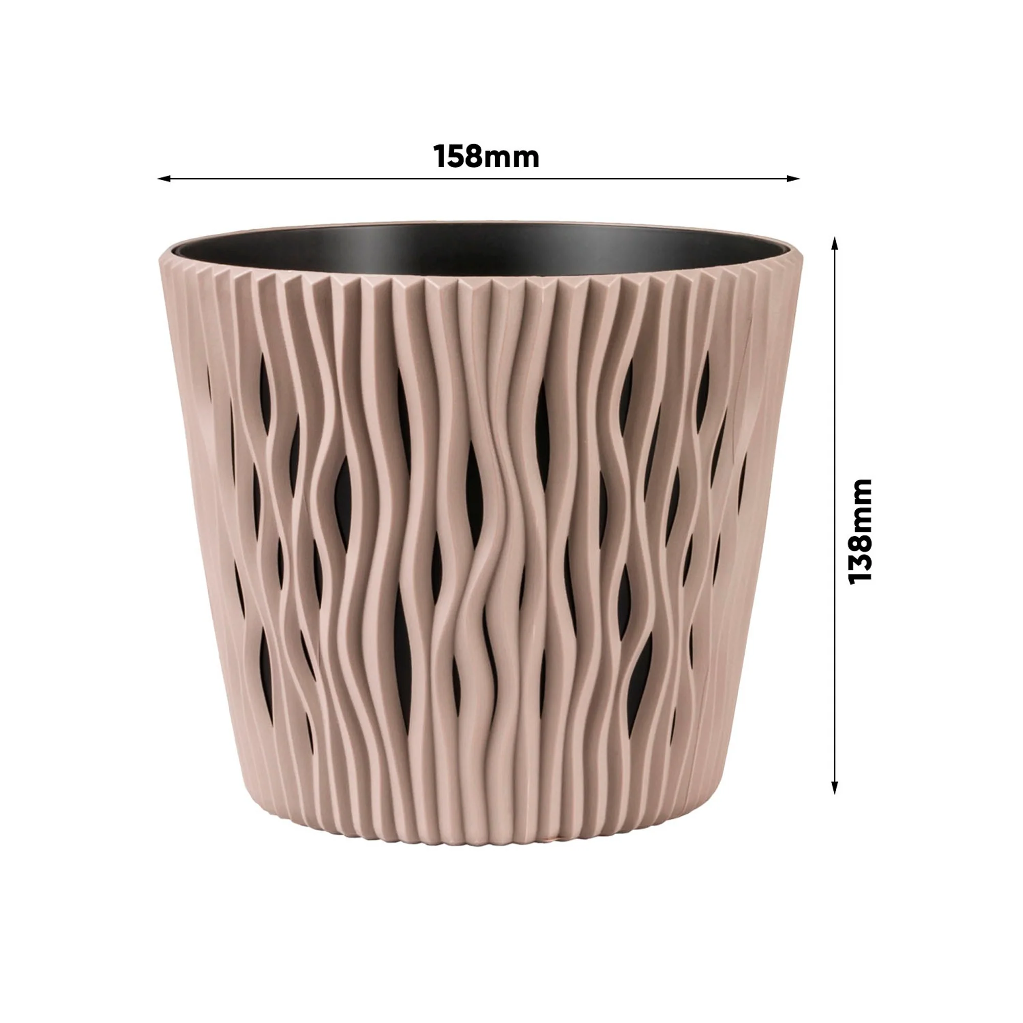 Maceta Redonda De Plastico Sandy Round En Color Mocca 15,8 (largo) X 15,8 (ancho) X 13,8 (alto) Cm - Image 2