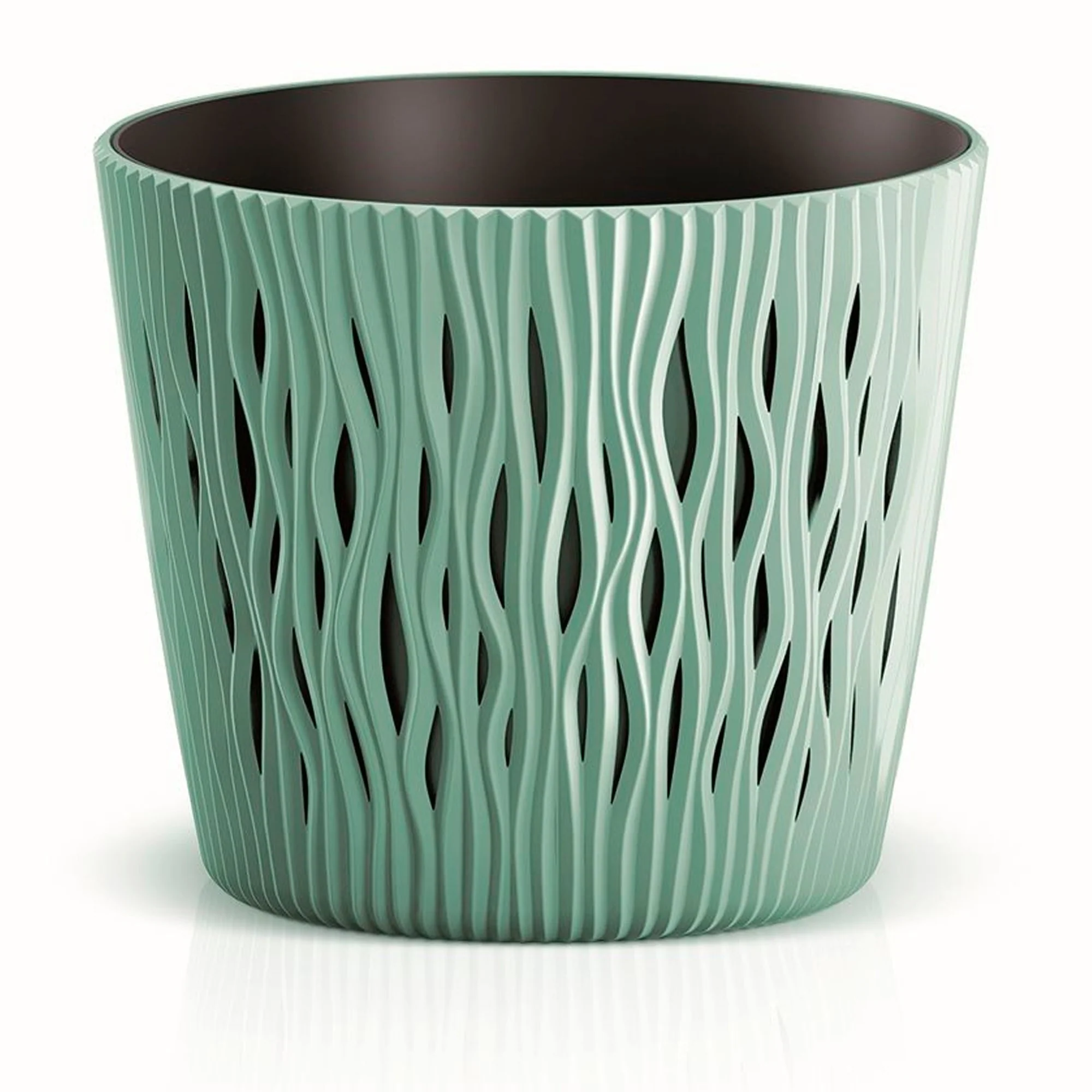 Maceta Redonda De Plastico Sandy Round En Color Salvia 15,8 (largo) X 15,8 (ancho) X 13,8 (alto) Cm