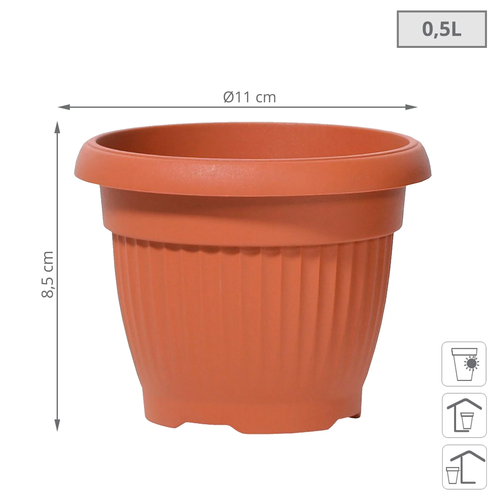 Maceta Terra 0,5l., Dimensiones (mm) 110x110x85, Color Terracota - Image 3