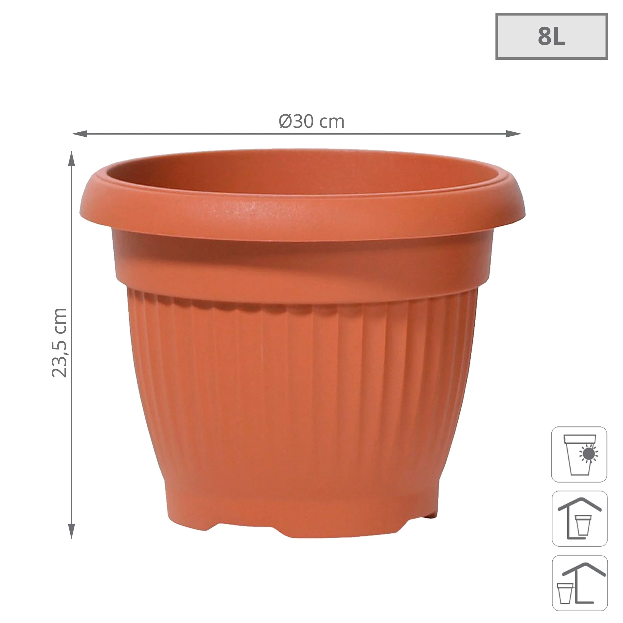 Maceta Terra 8l., Dimensiones (mm) 300x300x235, Color Terracota - Image 3