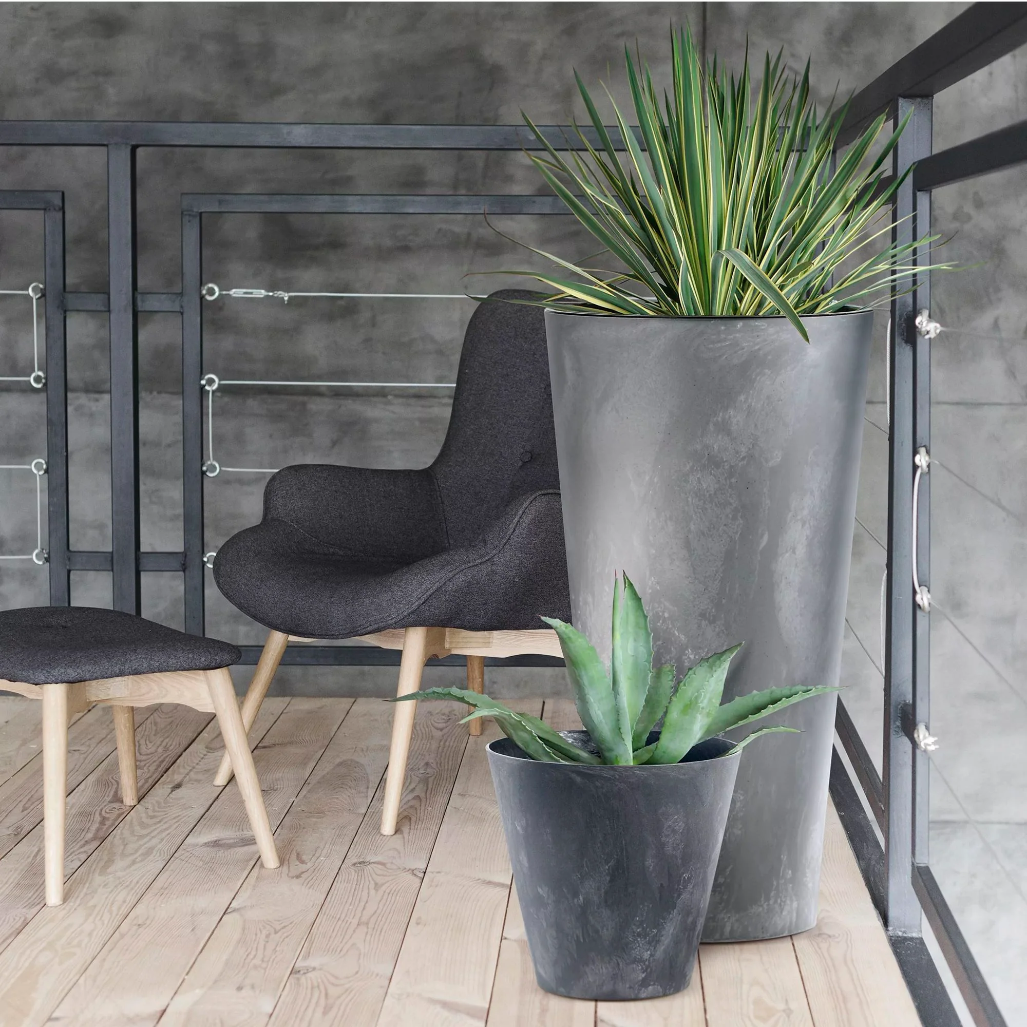 Maceta Tubus Beton Effect 12l., Dimensiones (mm) 300x300x280, Color Marengo - Image 5