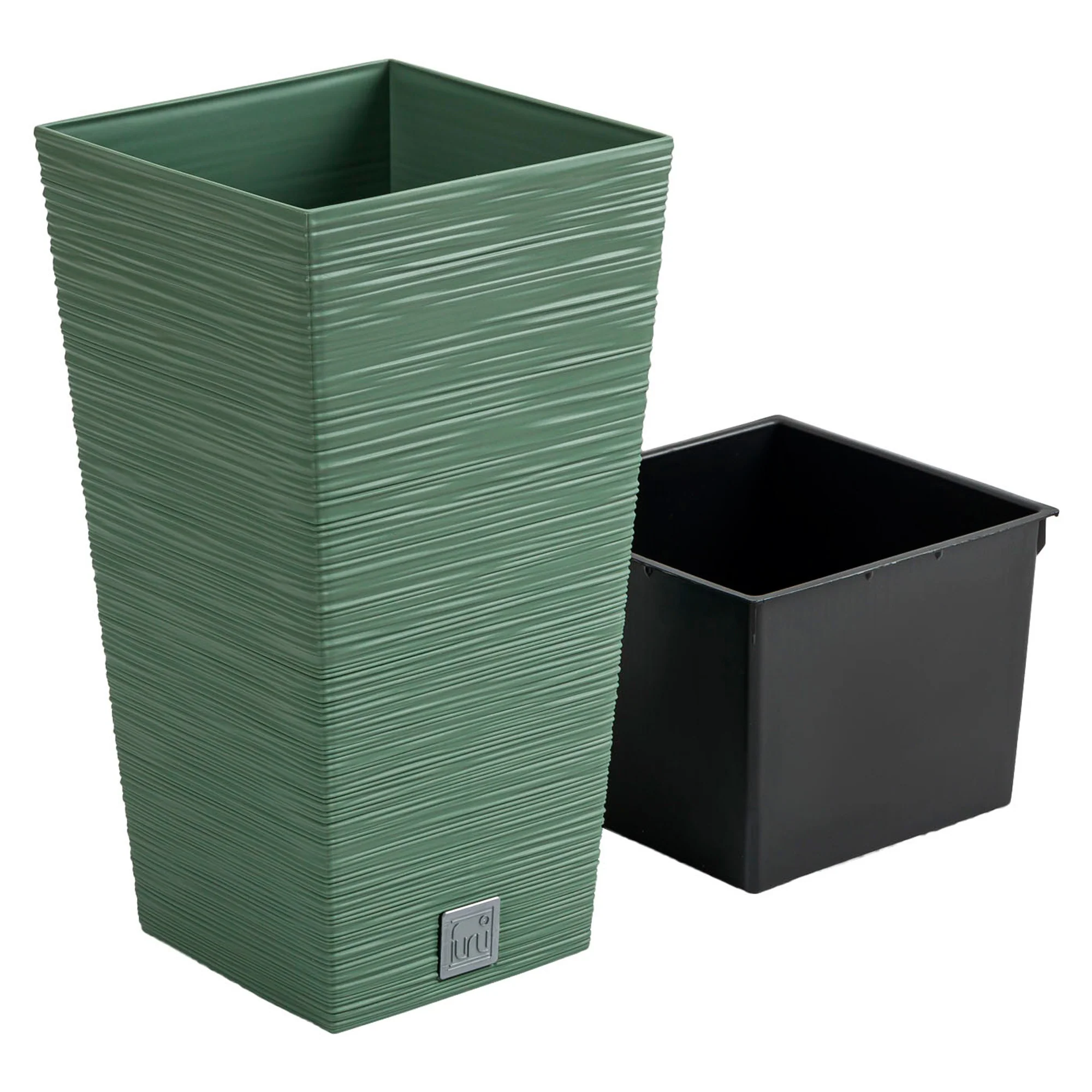 Macetero Color Verde Tierra, Con Depósito, Colección Furu, De 20 X 20 X 38 Cm, Capacidad De 5 L. - Image 3