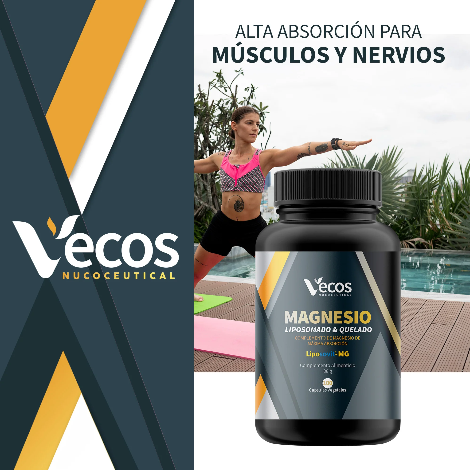 Magnesio Liposomado Y Quelado Vecos 100 Cápsulas | Alta Biodisponibilidad | Liposovit® - Image 2