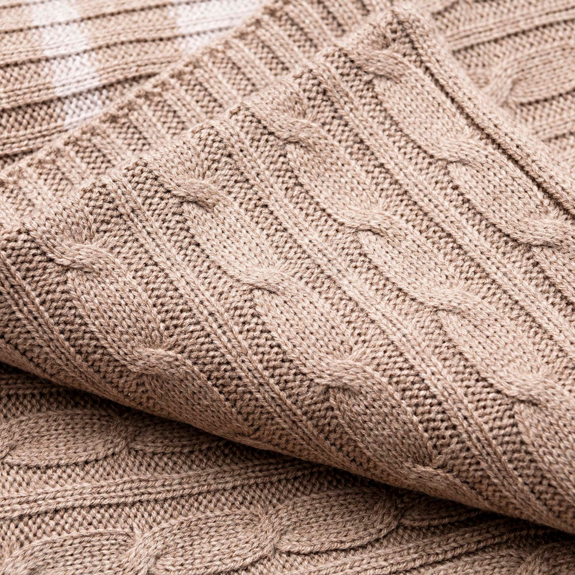 Manta Punto De Ochos 140x190cm 100% Acrílico 200gsm Marrón Con Rallas Beige Scalpers Home - Image 6