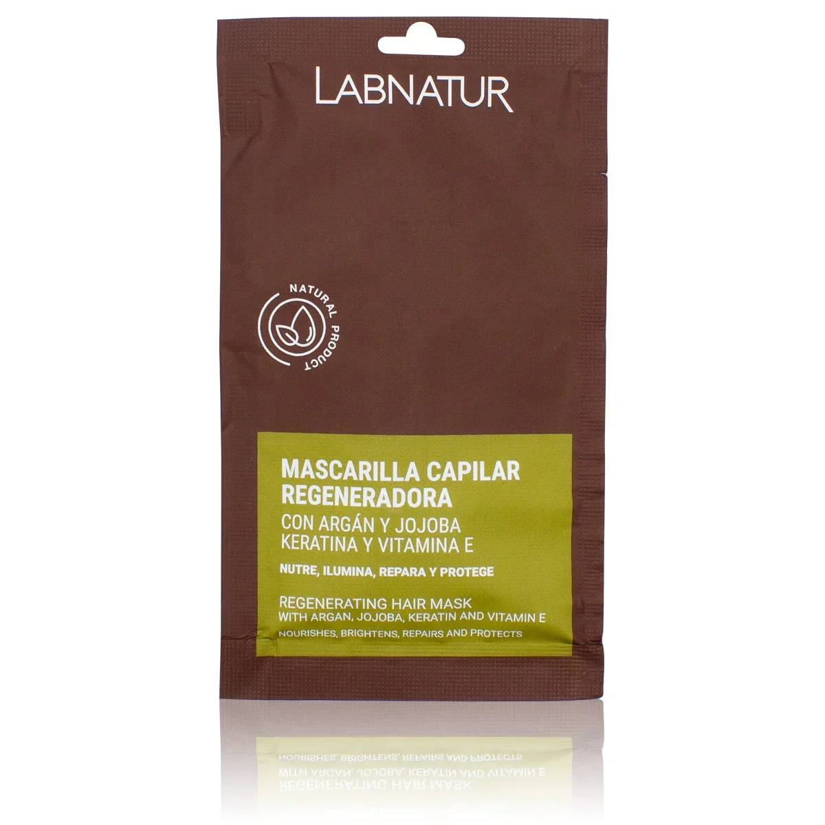 Mascarilla Capilar Argán, Jojoba y Queratina Labnatur 20 ml | Reparación Intensa | Nutrición | Cabello Suave