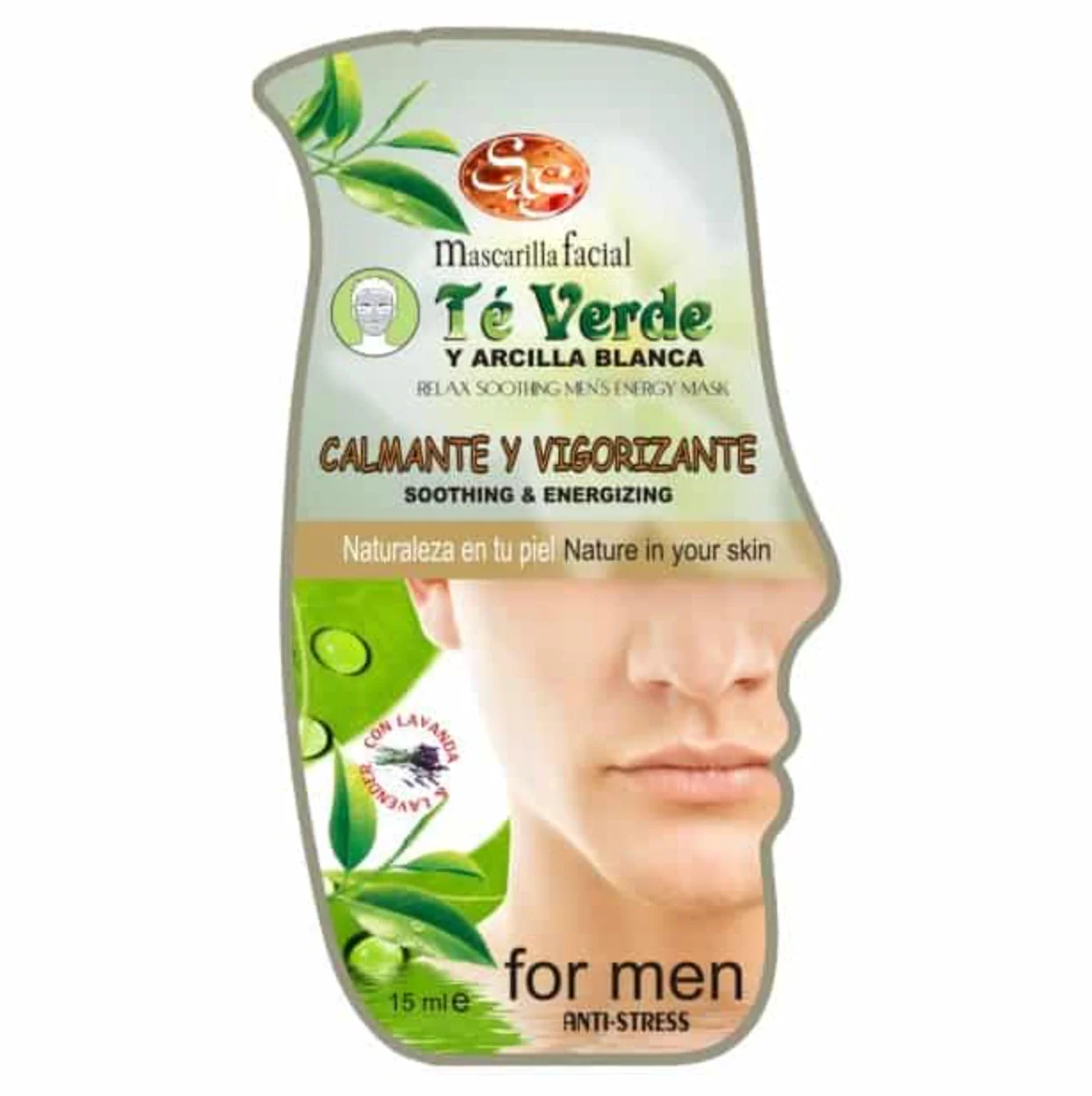Mascarilla Facial Hombre Té Verde Y Arcilla 15 Ml Labnatur | Purificante Y Detox | Control Sebo