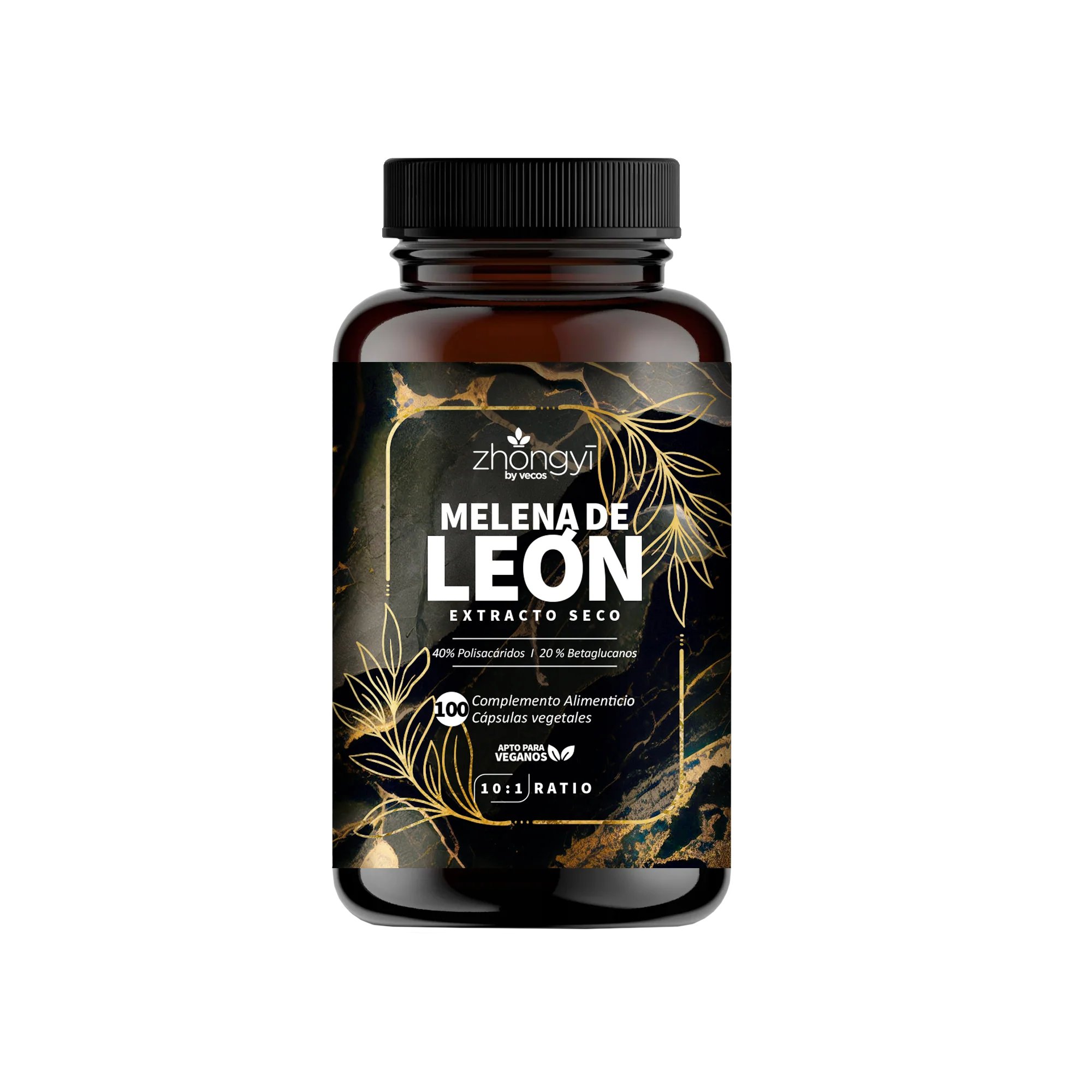 Melena De León 10:1 Vecos 100 Cápsulas | Enfoque Y Claridad Mental | Extracto De 40% + 20% Beta-glucanos