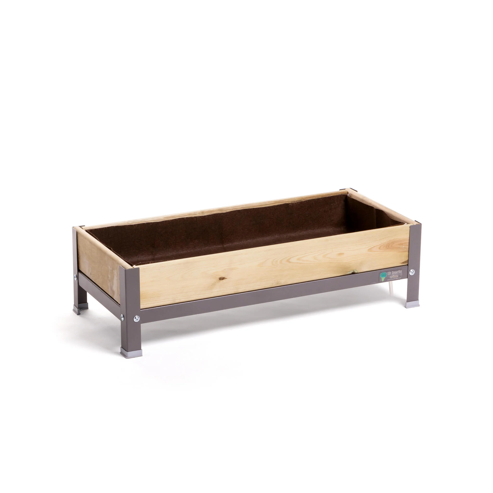 Mi Huerto Urban Jardinera Elevada Madera Con Bandeja Recoge Aguas | Estructura Metálica | Gris | 90x40x26cm