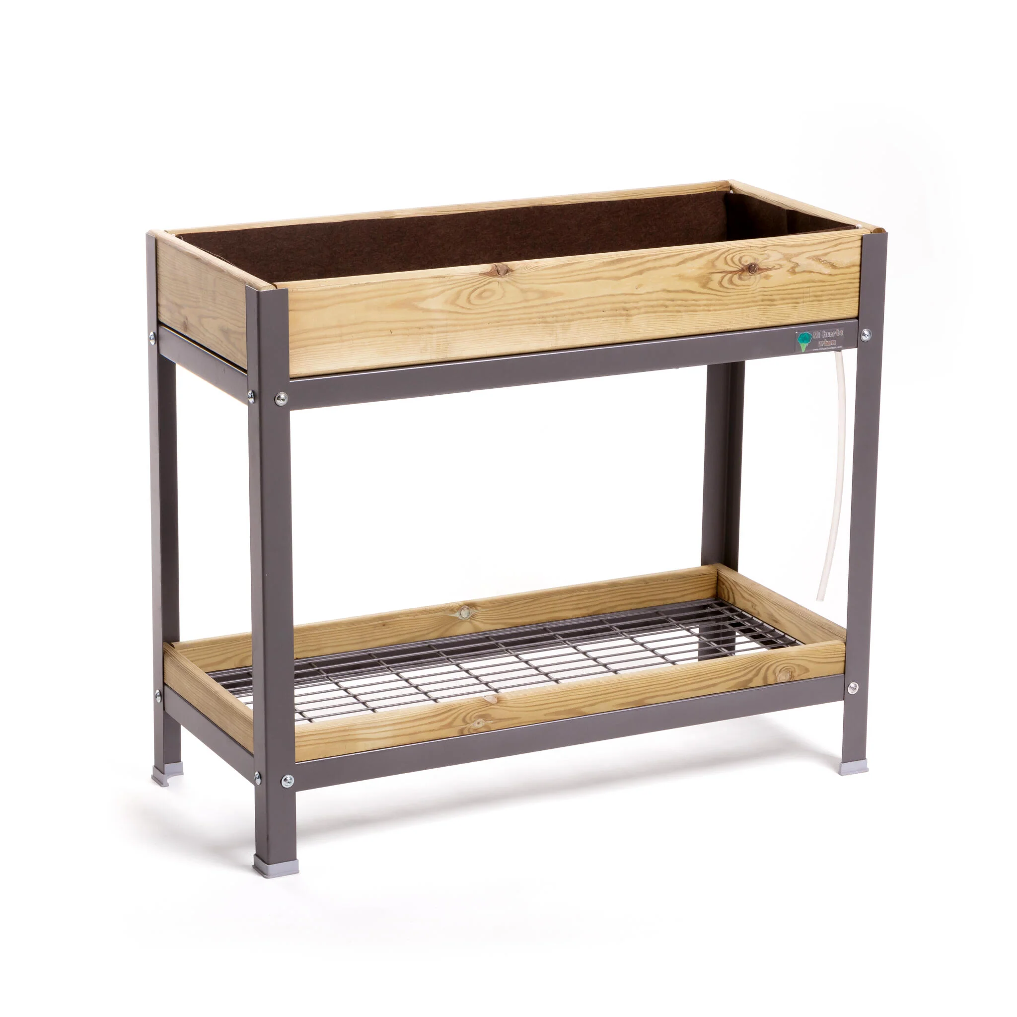 Mi Huerto Urban Jardinera Elevada Madera Con Bandeja Recoge Aguas | Estructura Metálica | Gris | 90x40x78cm