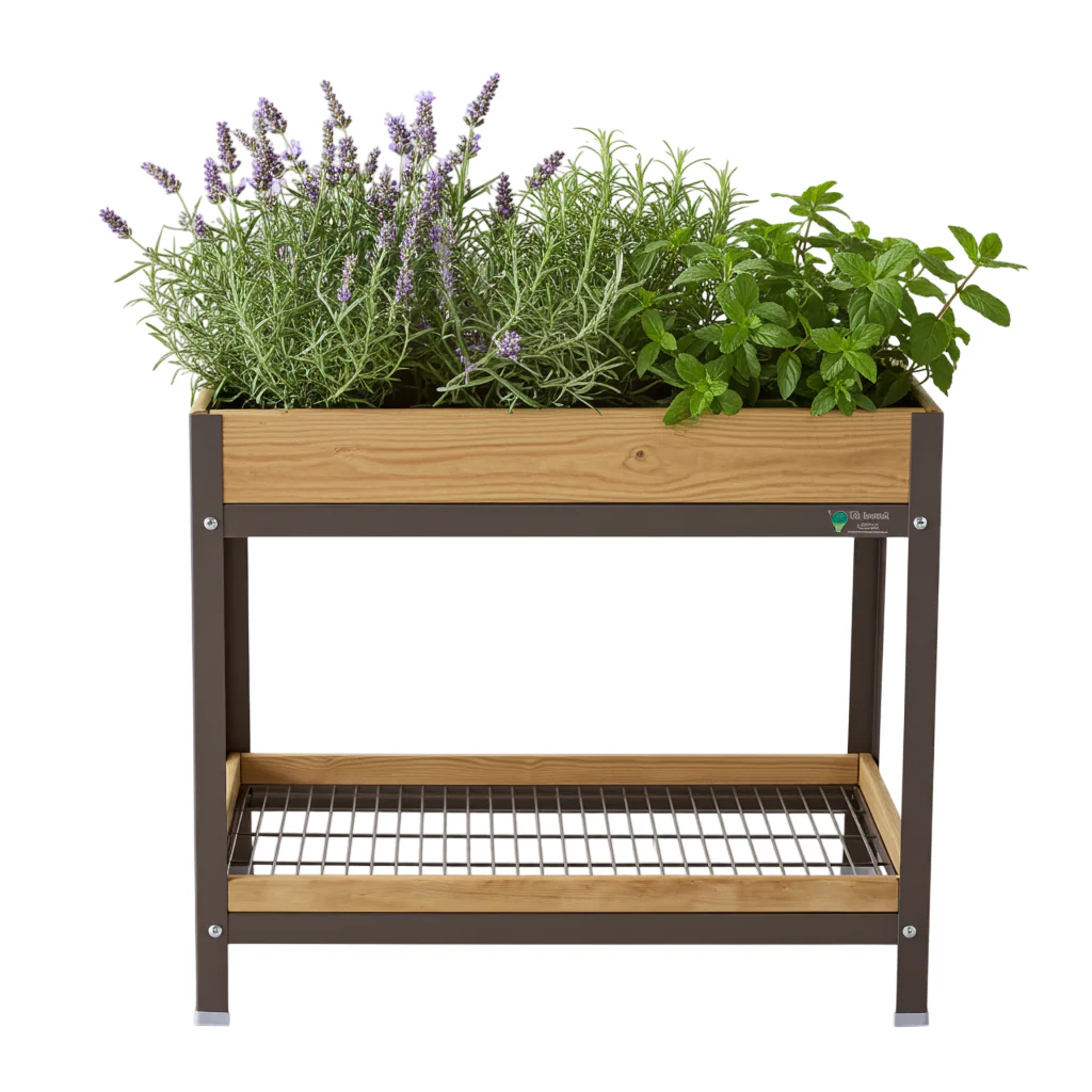 Mi Huerto Urban Jardinera Elevada Madera Con Bandeja Recoge Aguas | Estructura Metálica | Gris | 90x60x78cm