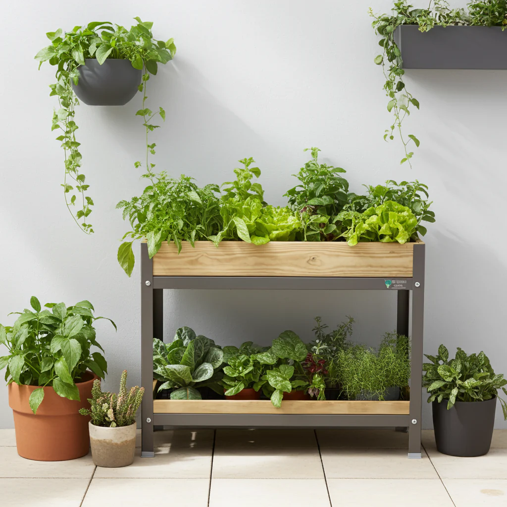 Mi Huerto Urban Jardinera Elevada Madera Con Bandeja Recoge Aguas | Estructura Metálica | Gris | 90x60x78cm - Image 5