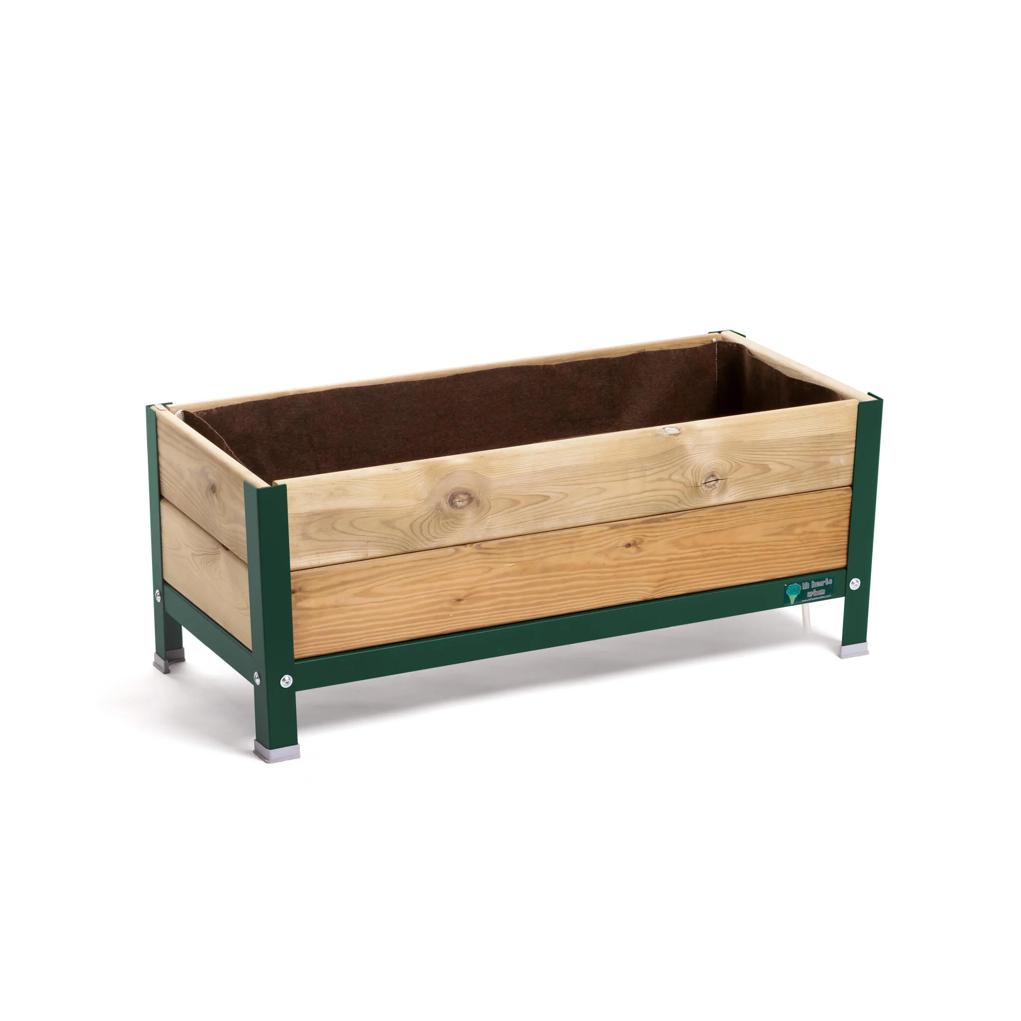 Mi Huerto Urban Jardinera Elevada Madera Con Bandeja Recoge Aguas | Estructura Metálica | Verde | 90x40x38cm