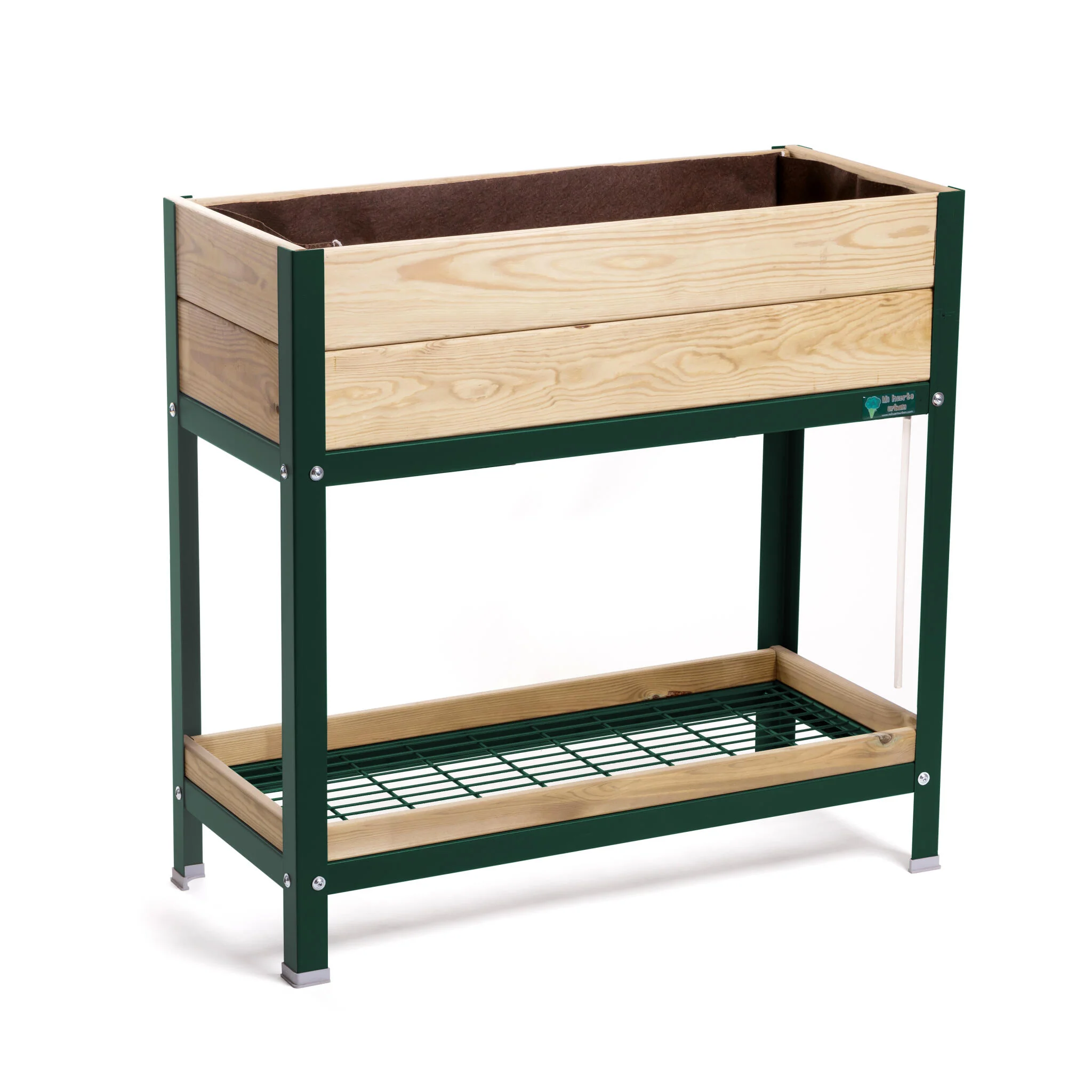 Mi Huerto Urban Jardinera Elevada Madera Con Bandeja Recoge Aguas | Estructura Metálica | Verde | 90x40x90cm